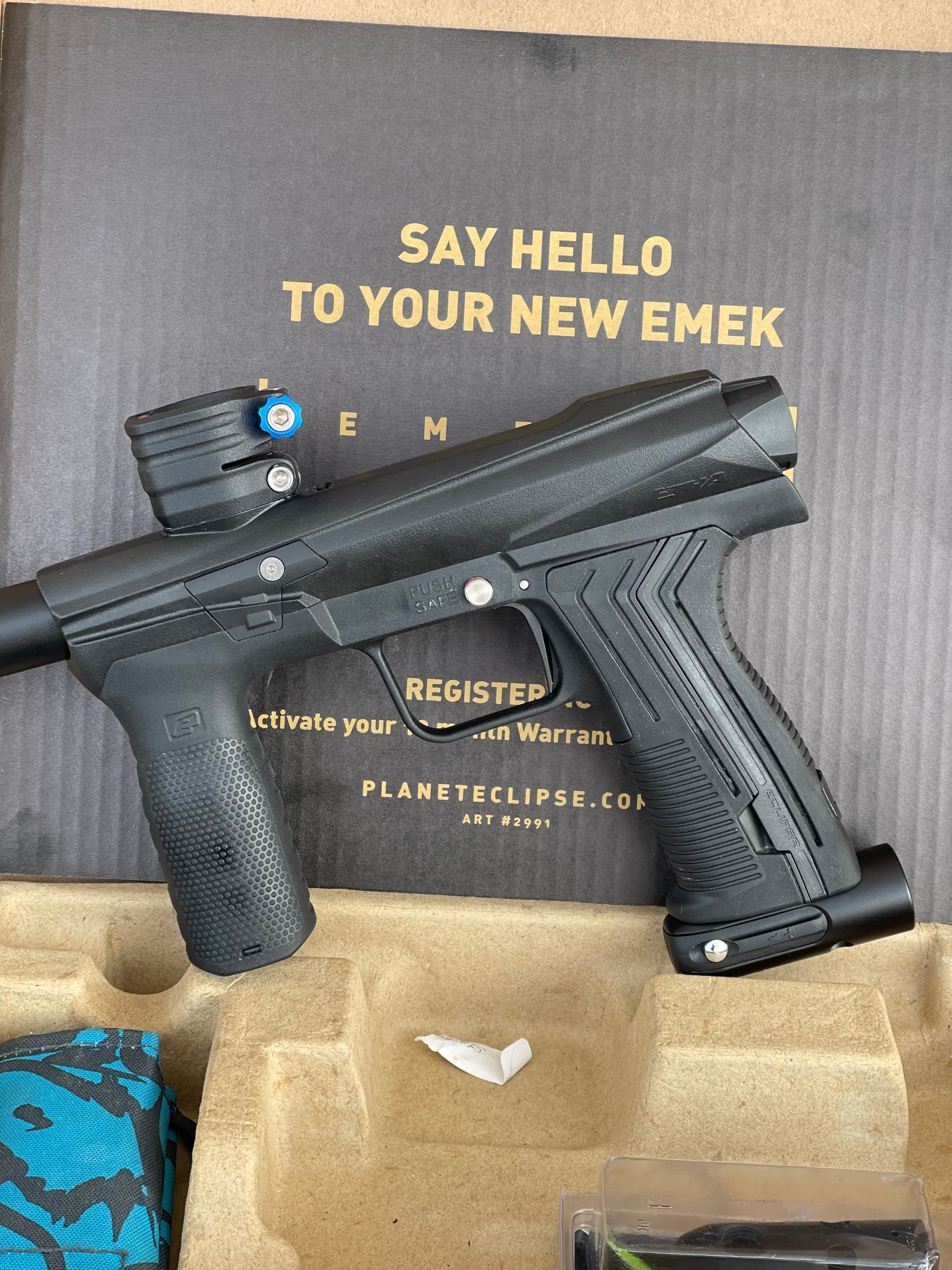 Used Planet Eclipse Emek 100 Paintball Gun - Black - Core Hyper Deuce Trigger, Hair 45 Trigger Valve, POPS ASA, and Exalt Thumbscrew - Image 4