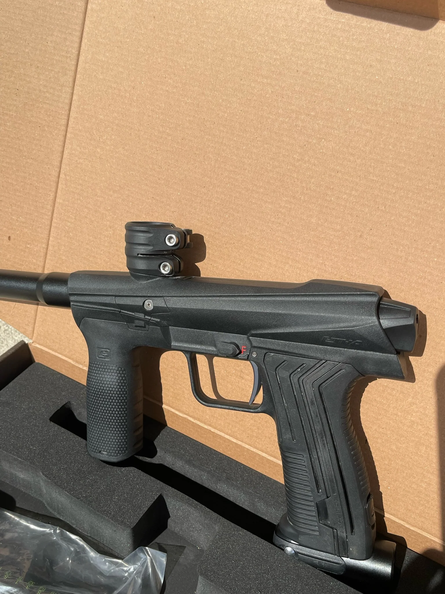 Used Planet Eclipse Emek Paintball Gun (Early Gen) - Black w/ POPS ASA, FL 3 Way Valve, Fang Trigger - Image 9