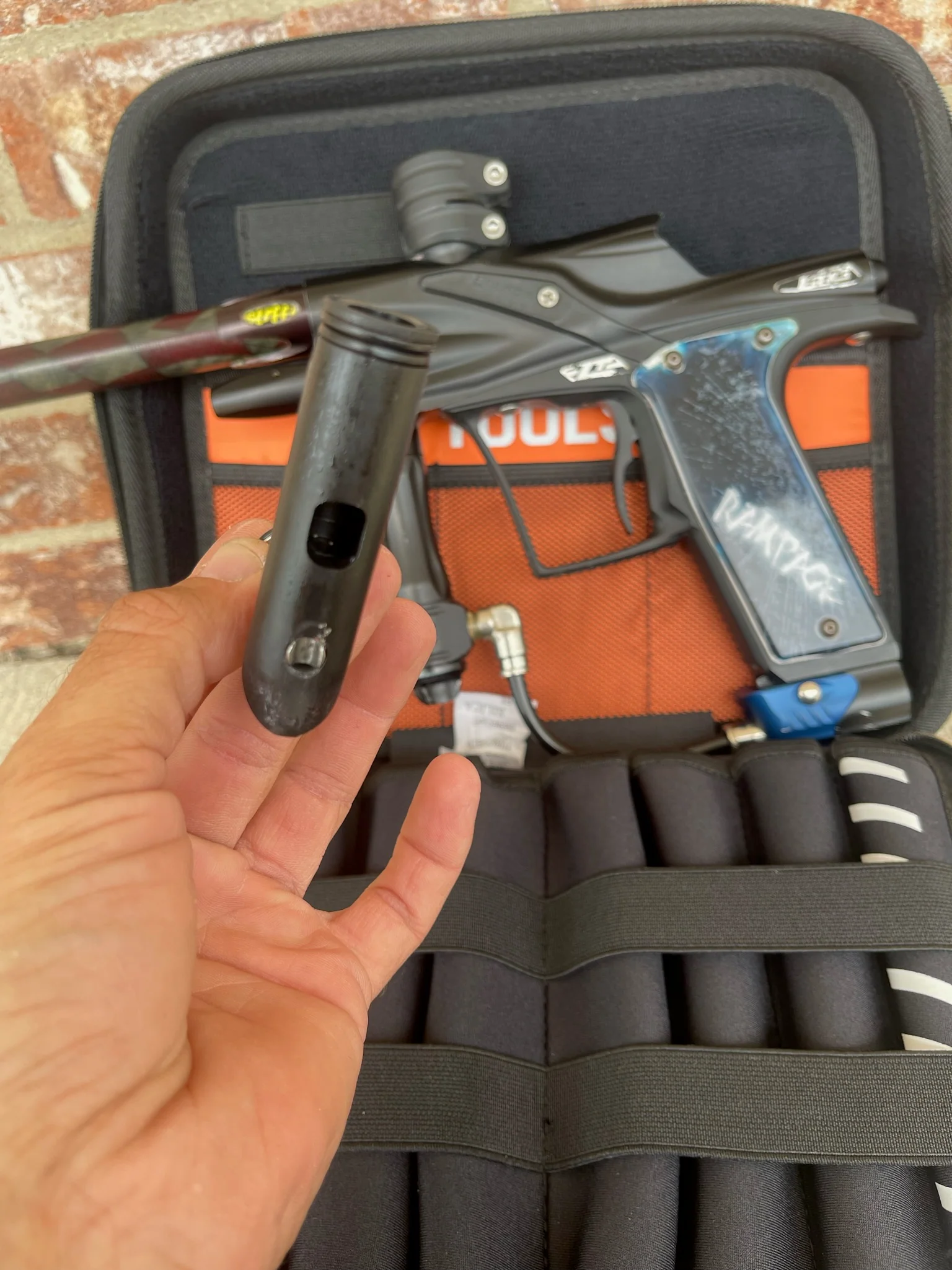 Used Planet Eclipse Etek 3 LT Paintball Gun - Dust Black w/ 14" American Flag Stiffi, POPS ASA, & Rampage Board - Image 13