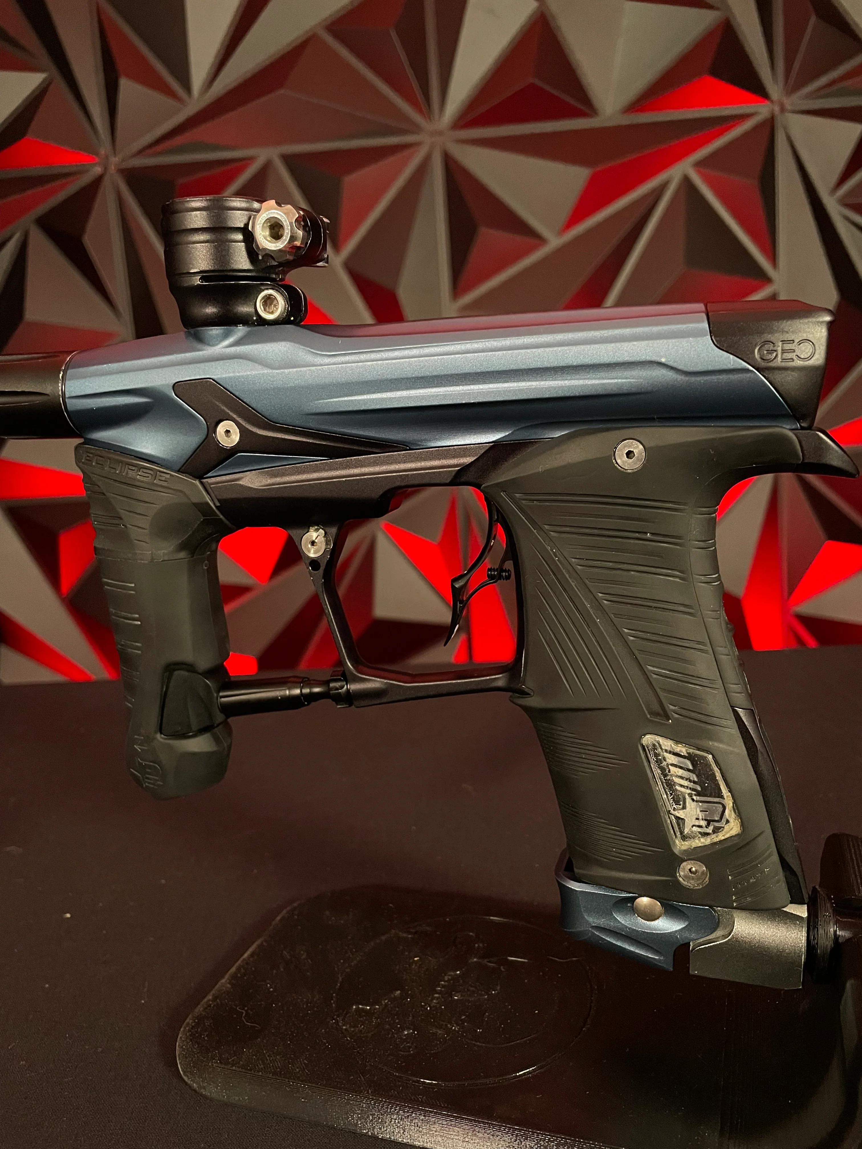Used Planet Eclipse Geo 3.5 Paintball Gun - Blue/Black w/Infamous Deuce Trigger - Image 2