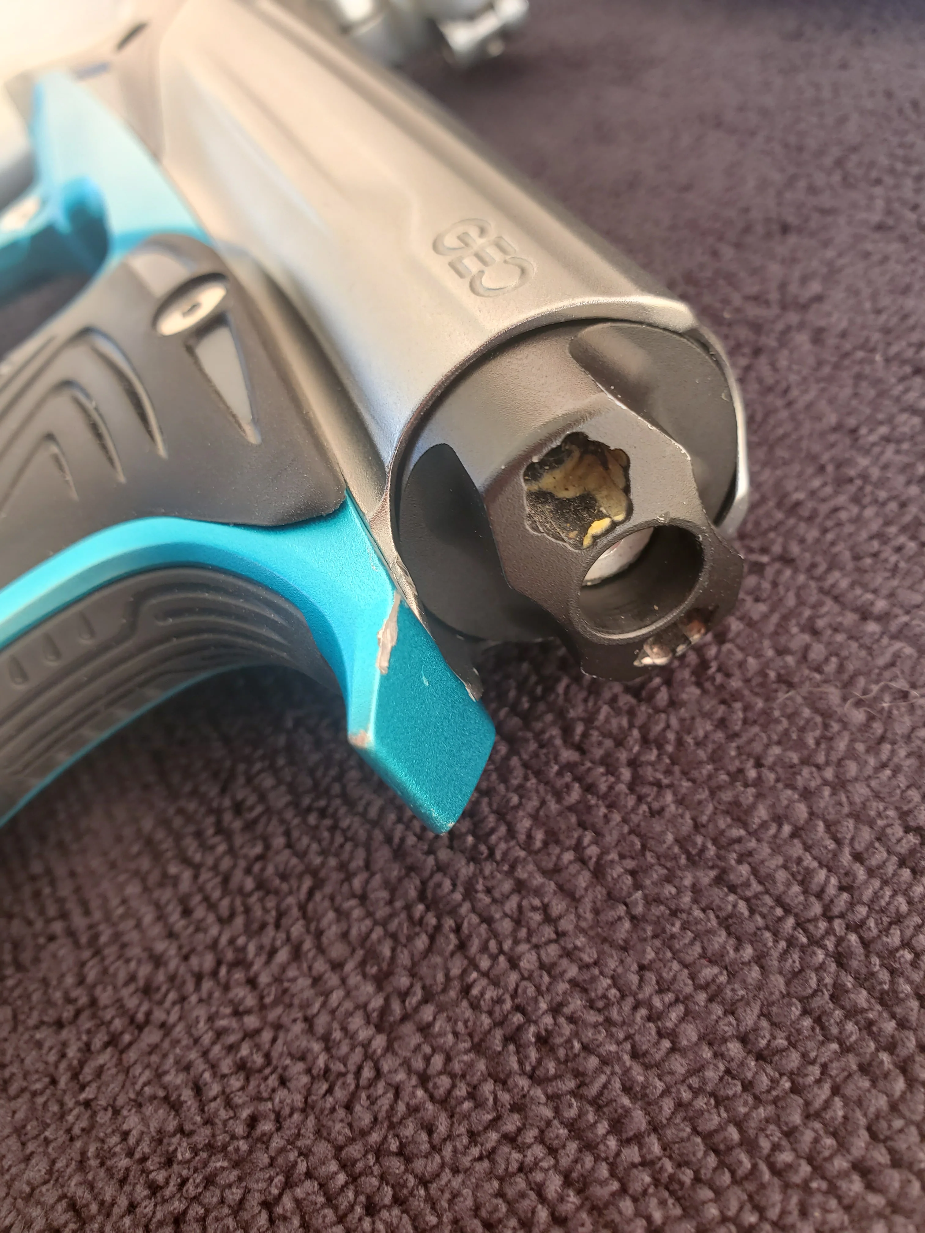 Used Planet Eclipse Geo 3 Paintball Gun - Grey / Black / Silver / Teal - Image 6
