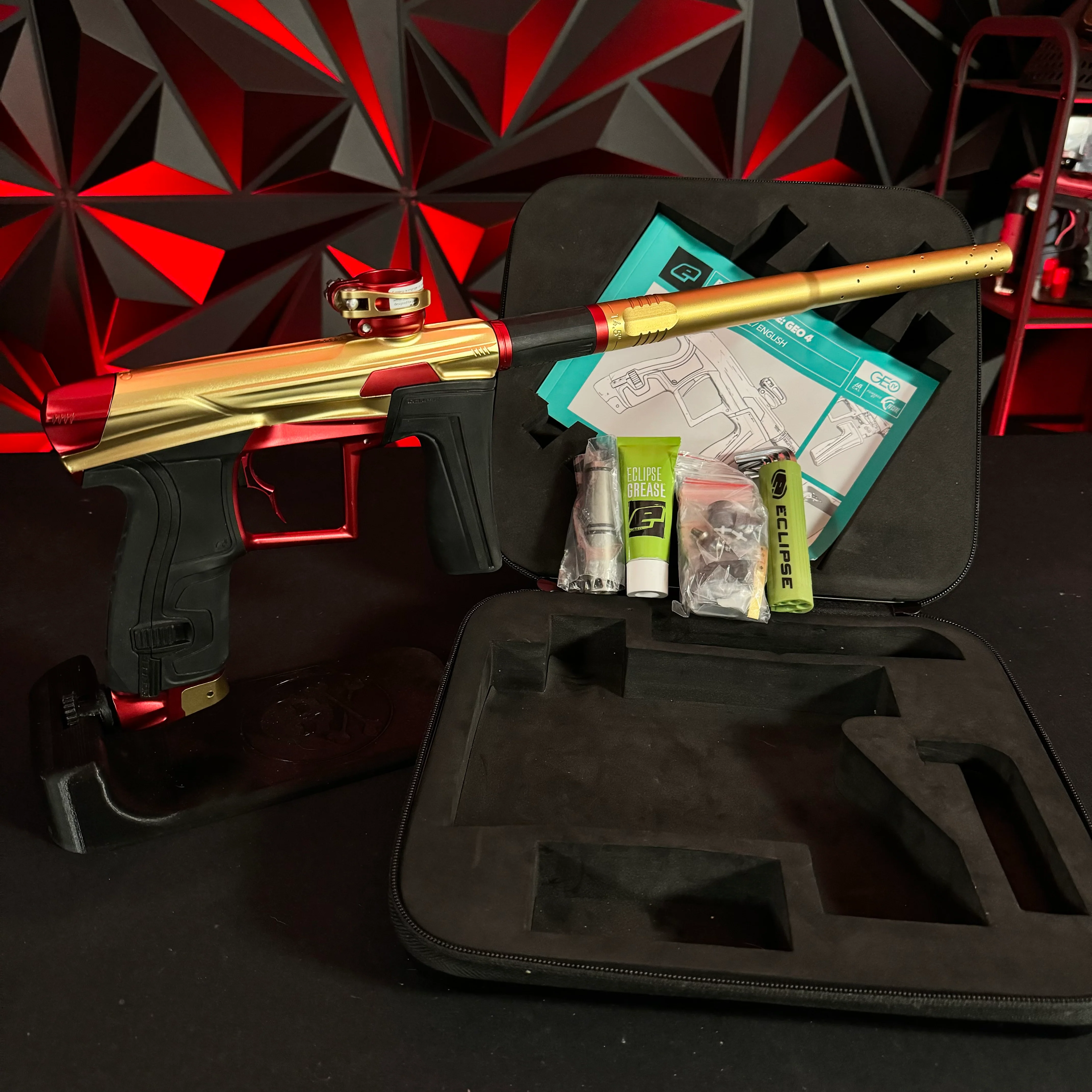 Used Planet Eclipse Geo 4 Paintball Gun - Fire Opal w/ Infamous Deuce Trigger