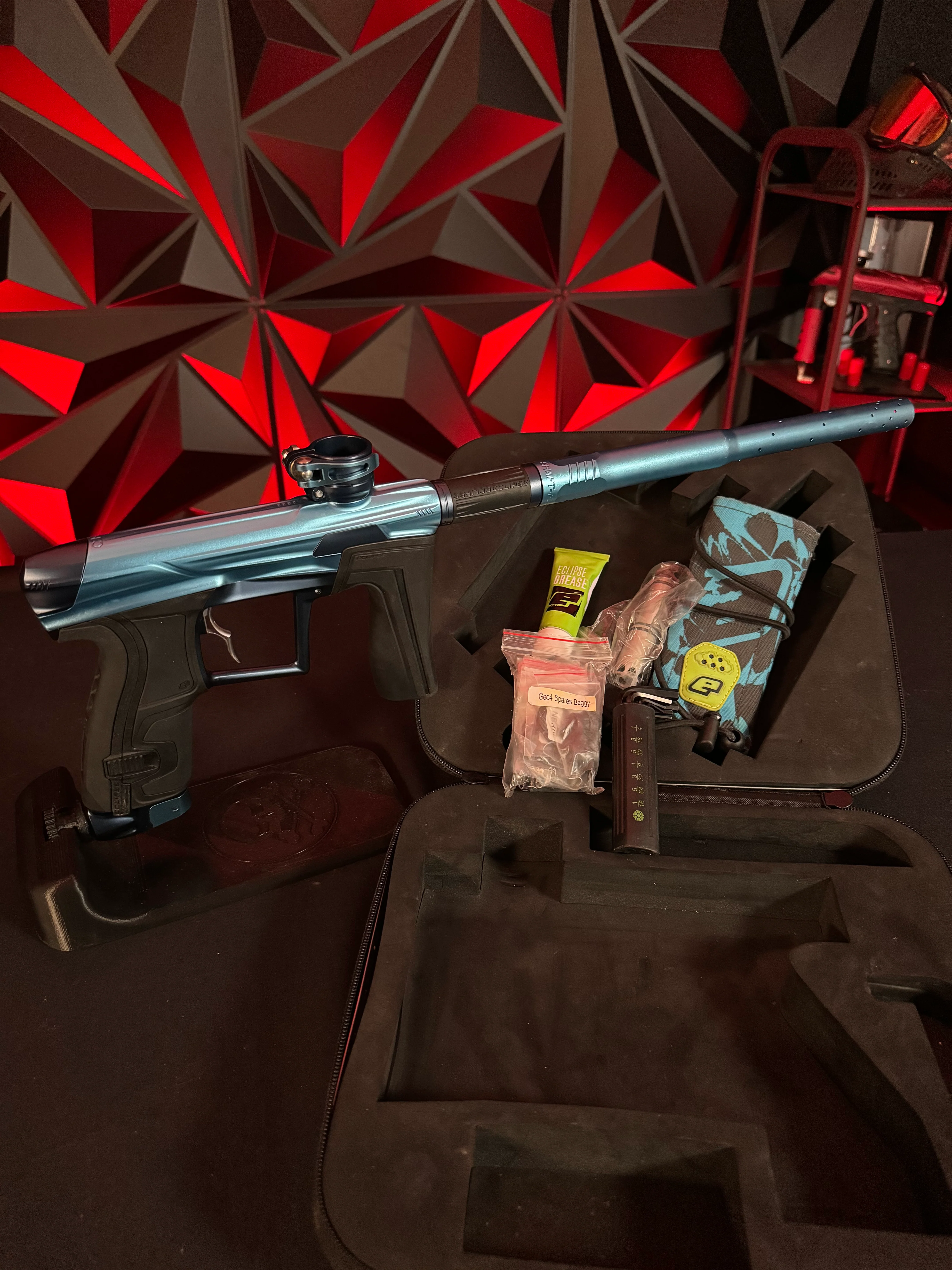 Used Planet Eclipse Geo 4 Paintball Gun - Light Blue/Dark Blue w/Infamous Deuce Trigger - Image 7