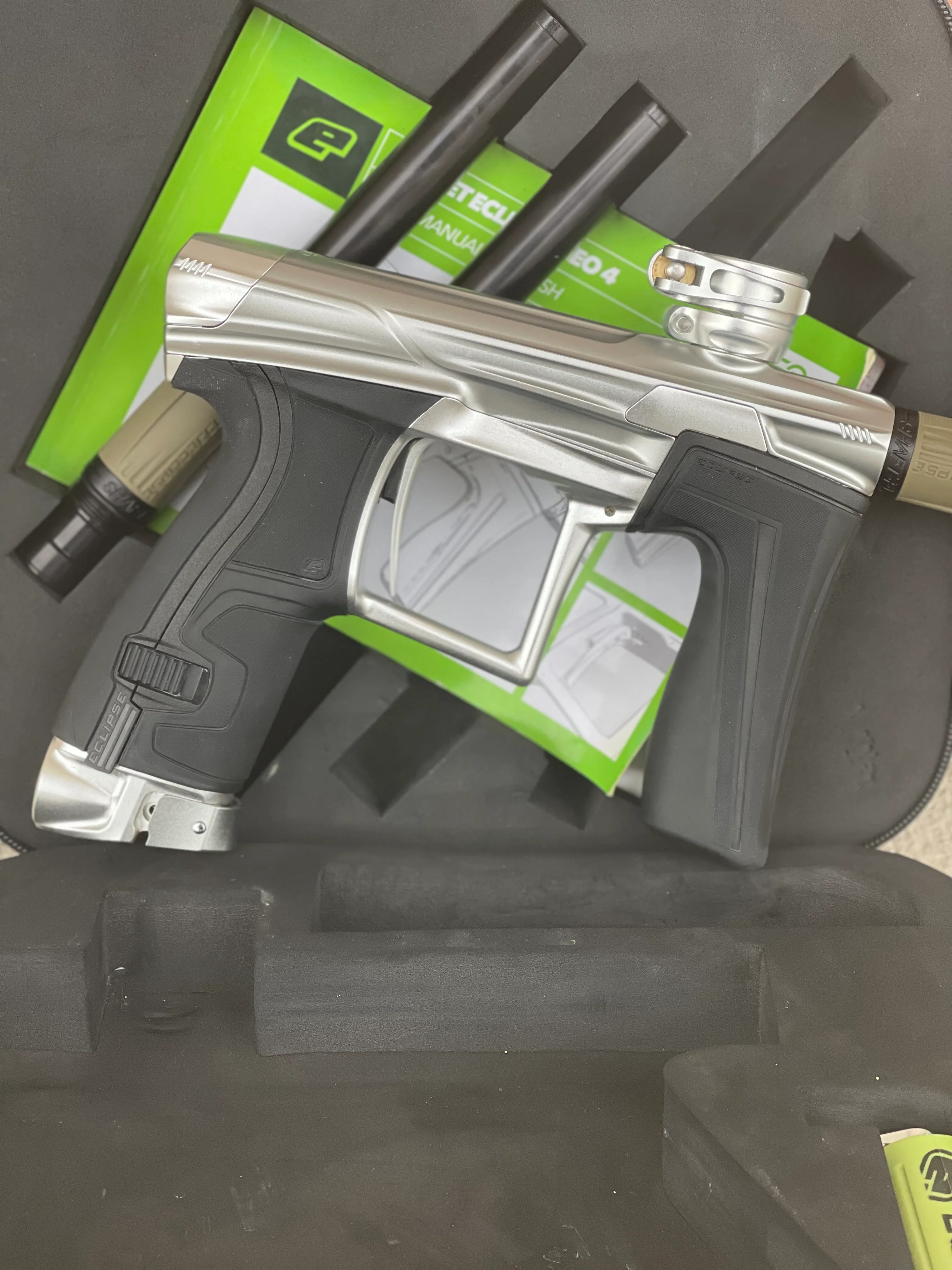 Used Planet Eclipse Geo 4 Paintball Gun - Silver -FL Kit w/Carbon Barrel Front - Image 3