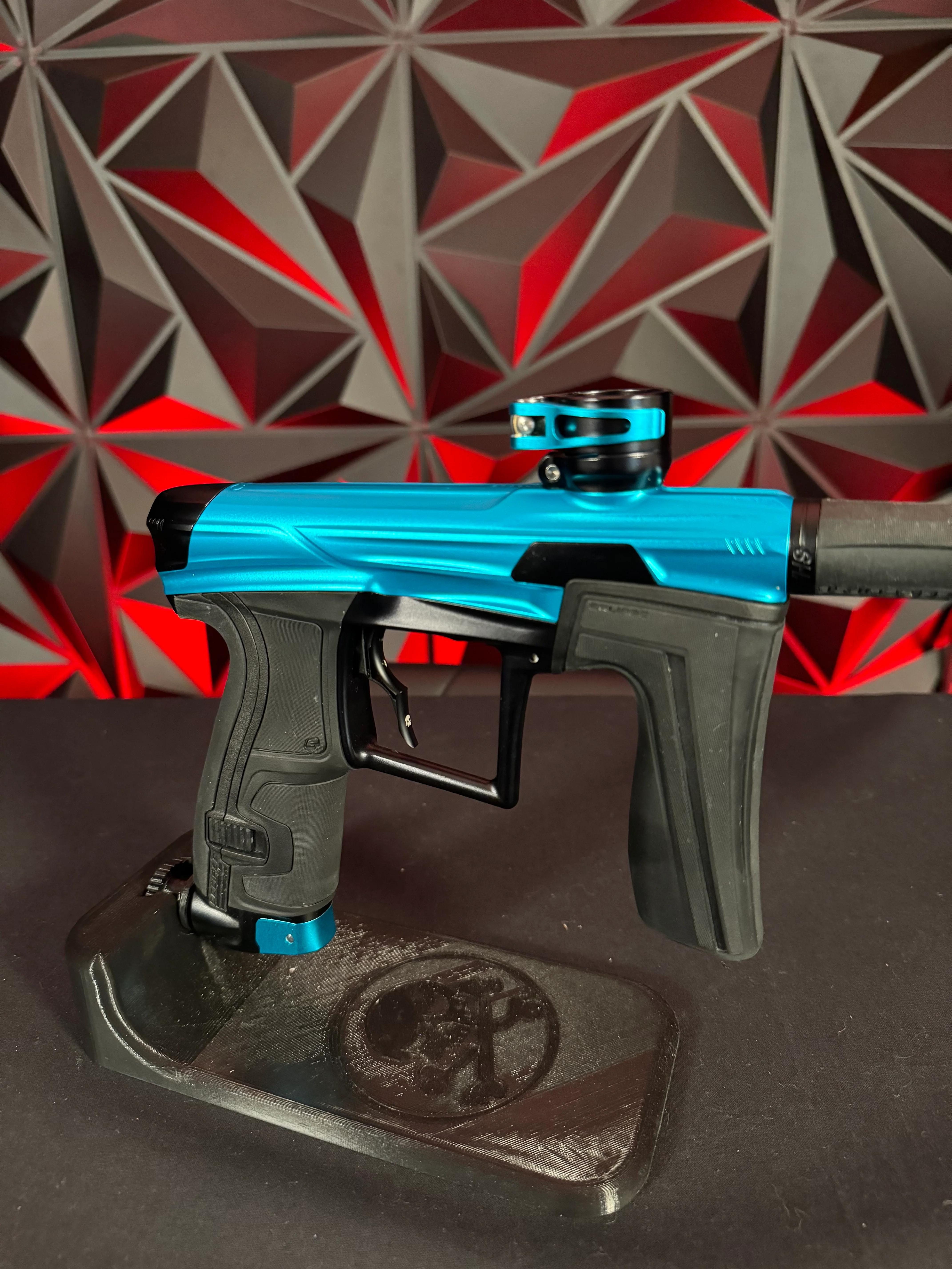 Used Planet Eclipse Geo 4 Paintball Gun - Teal/Black w/Infamous Deuce Trigger & 3 FL Backs - Image 3