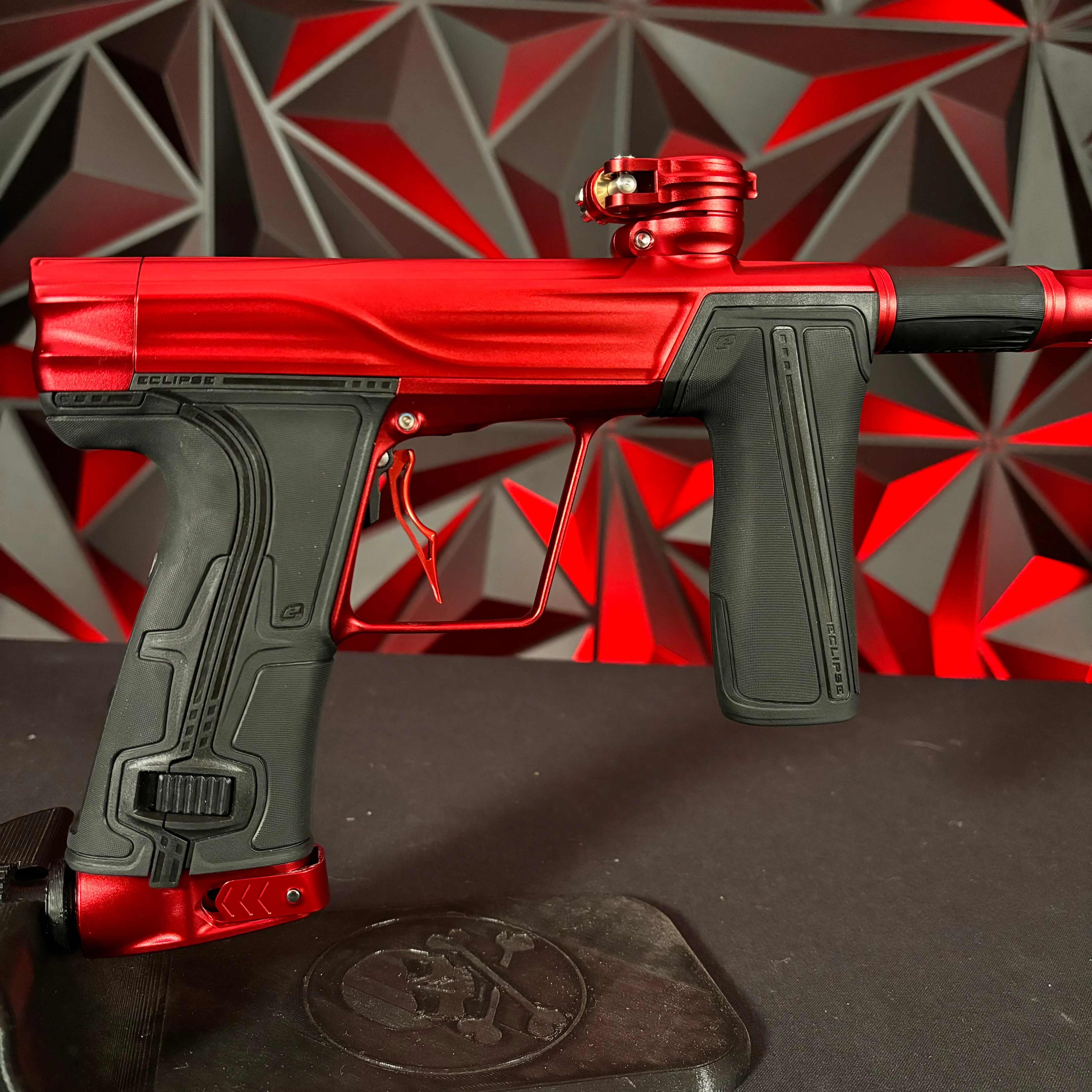 Used Planet Eclipse Geo R5 Paintball Gun - Red w/ Infamous Deuce Trigger & 2 PWR Inserts - Image 2