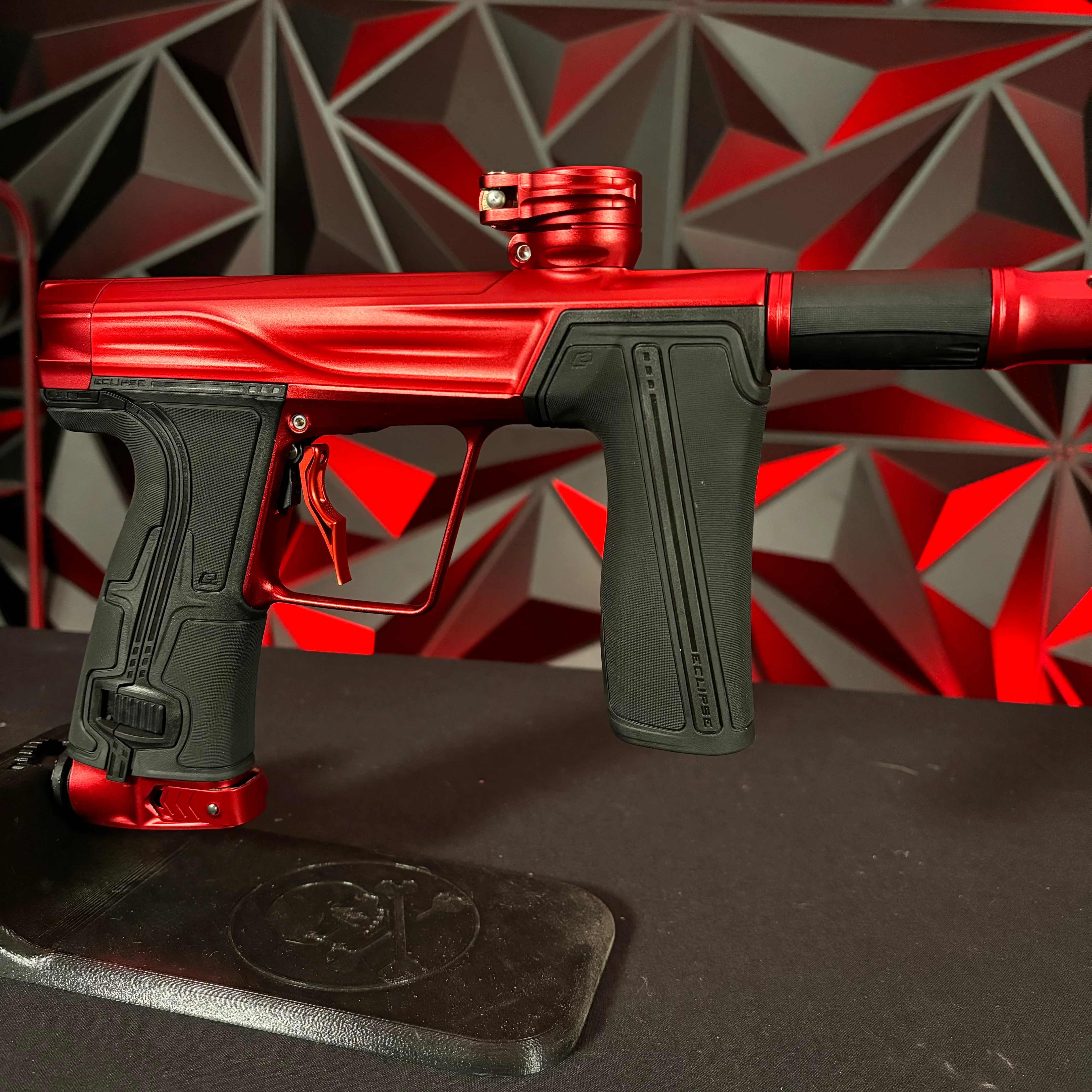 Used Planet Eclipse Geo R5 Paintball Gun - Red w/ Infamous Deuce Trigger & 2 PWR Inserts - Image 4