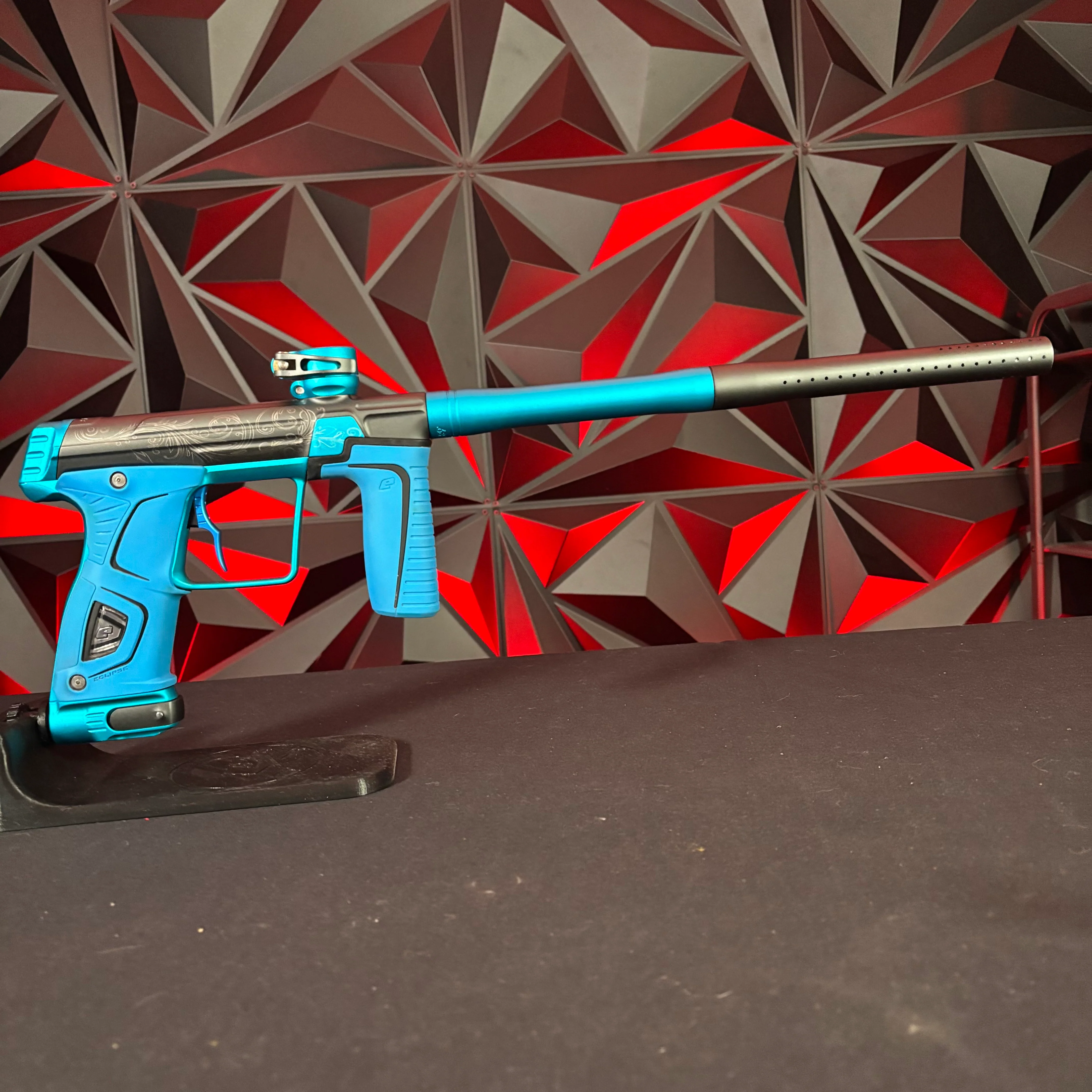 Used Planet Eclipse Gtek 170R Paintball Gun - Grey/Blue w/ Laser Engraving, Blue Grips & Deuce Trigger - Image 6