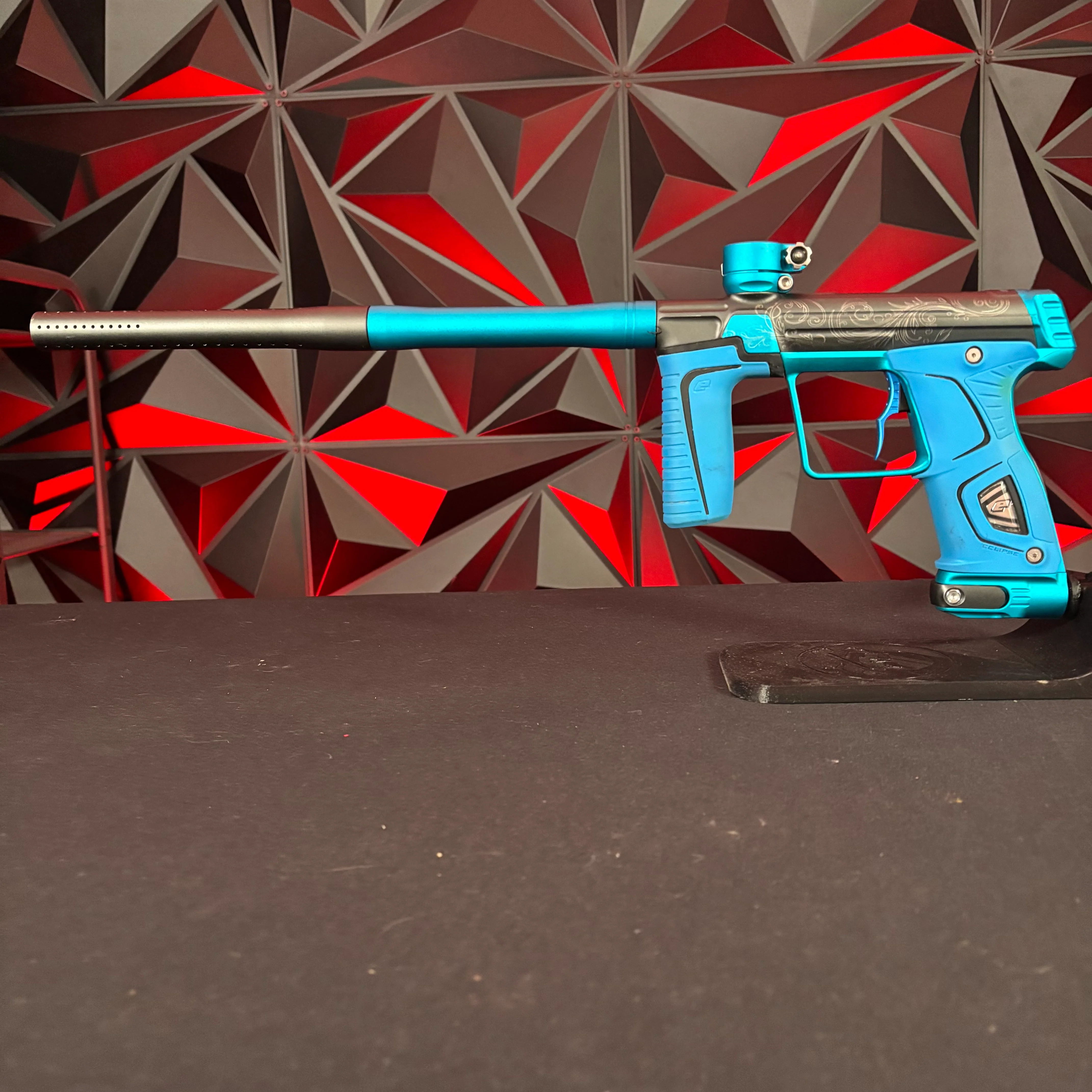Used Planet Eclipse Gtek 170R Paintball Gun - Grey/Blue w/ Laser Engraving, Blue Grips & Deuce Trigger - Image 7