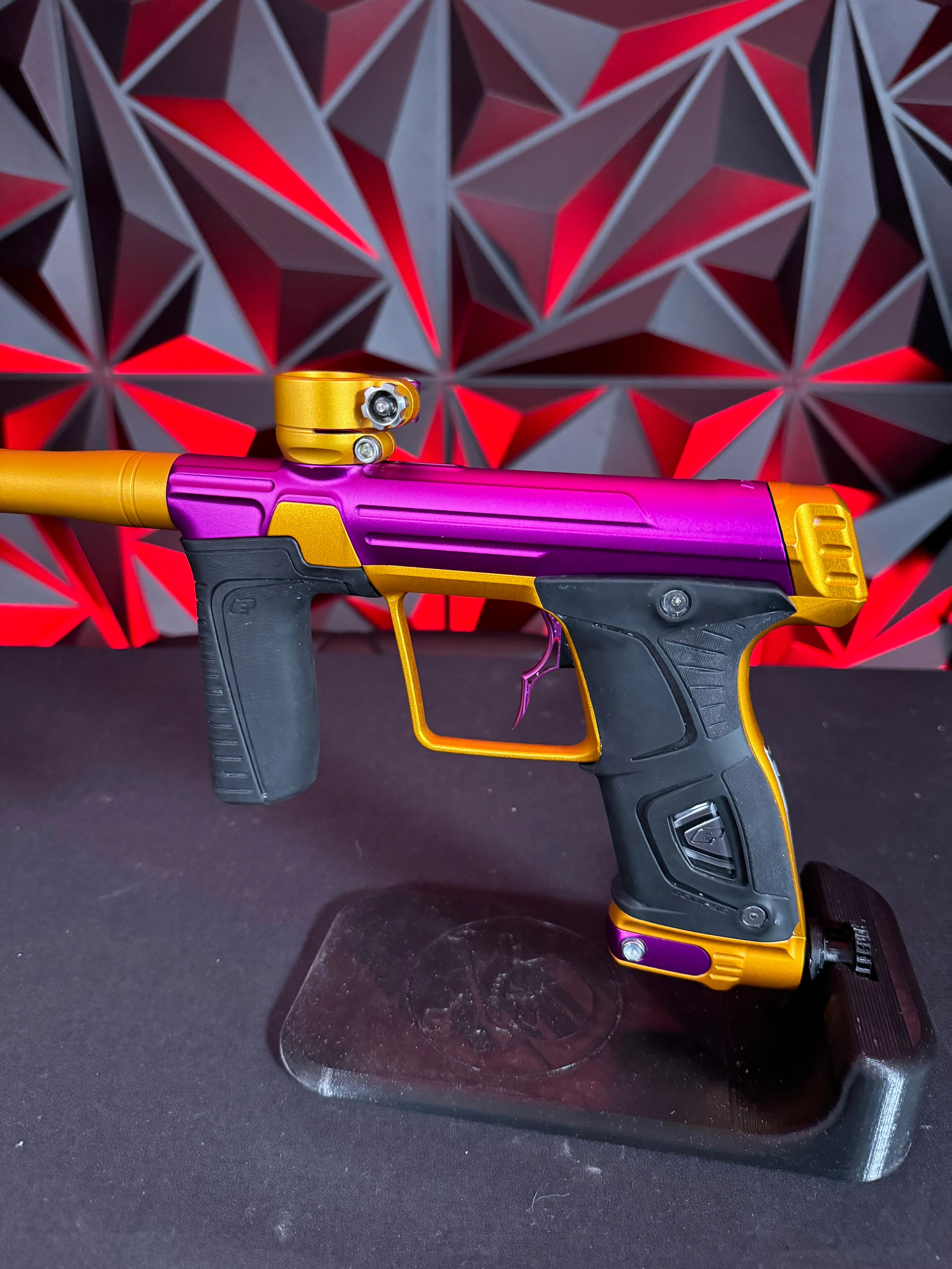 Used Planet Eclipse Gtek 170r Paintball Gun - Purple/Orange w/Infamous Deuce Trigger - Image 2