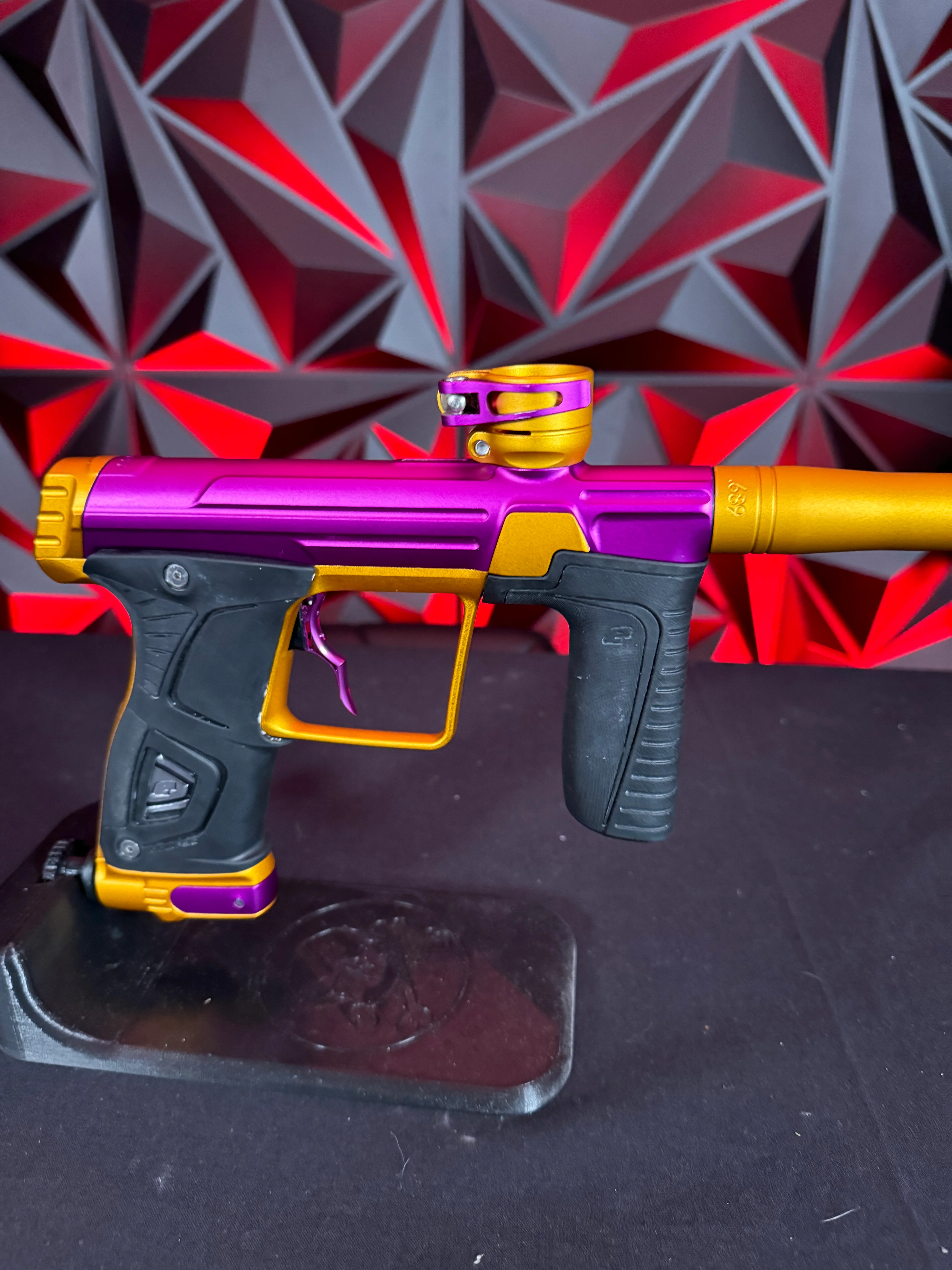Used Planet Eclipse Gtek 170r Paintball Gun - Purple/Orange w/Infamous Deuce Trigger - Image 3