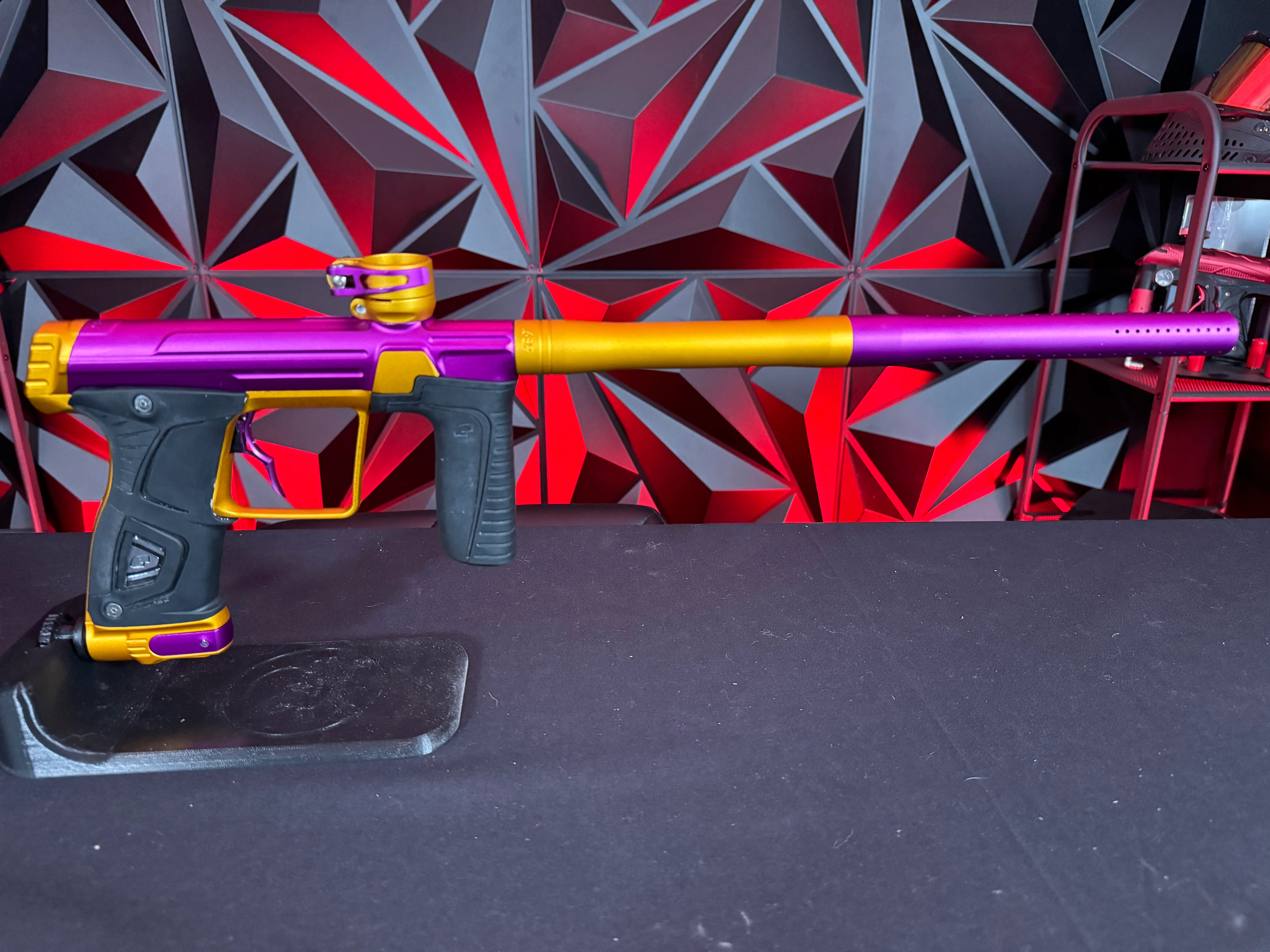 Used Planet Eclipse Gtek 170r Paintball Gun - Purple/Orange w/Infamous Deuce Trigger - Image 5