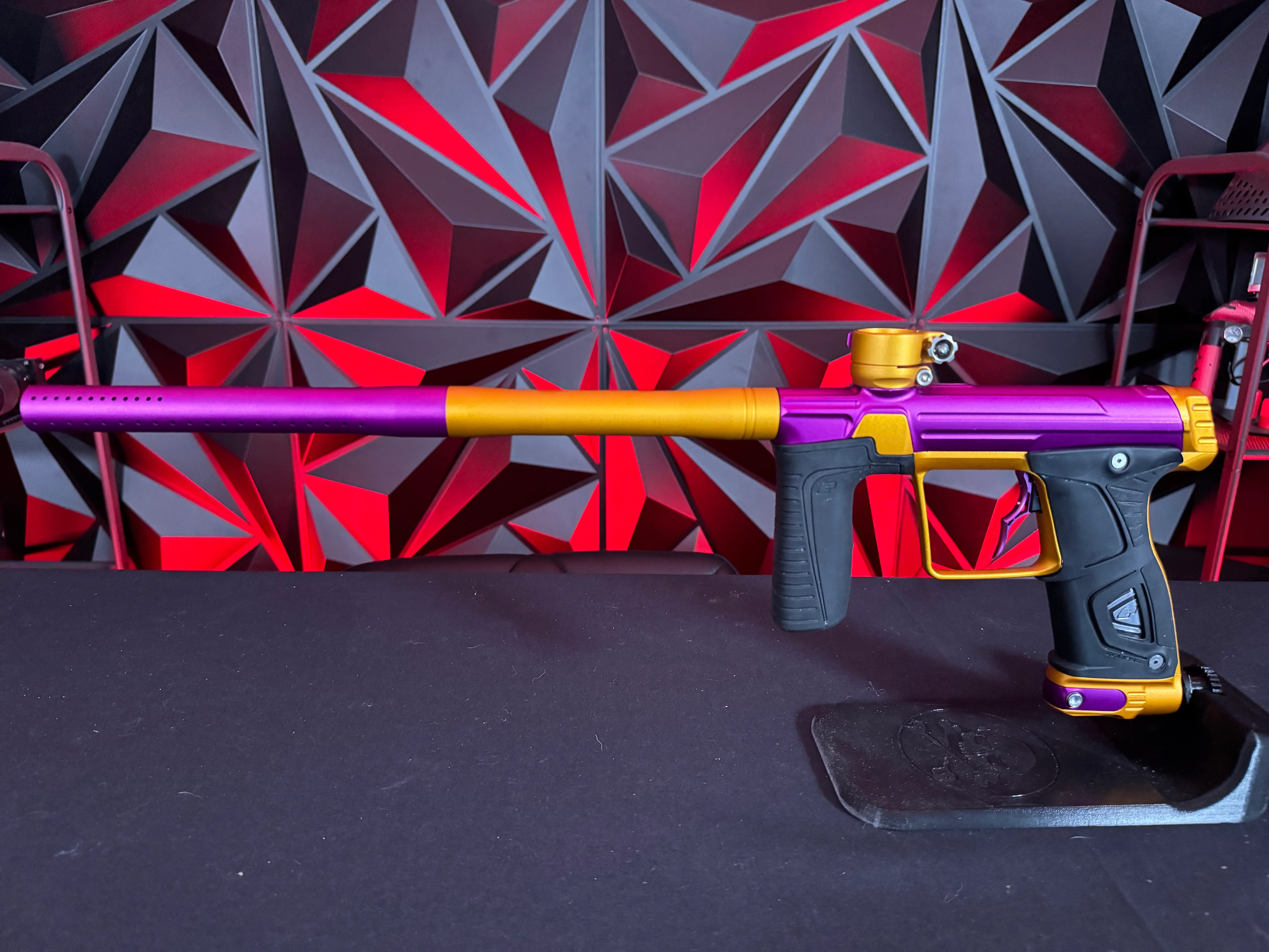 Used Planet Eclipse Gtek 170r Paintball Gun - Purple/Orange w/Infamous Deuce Trigger - Image 6