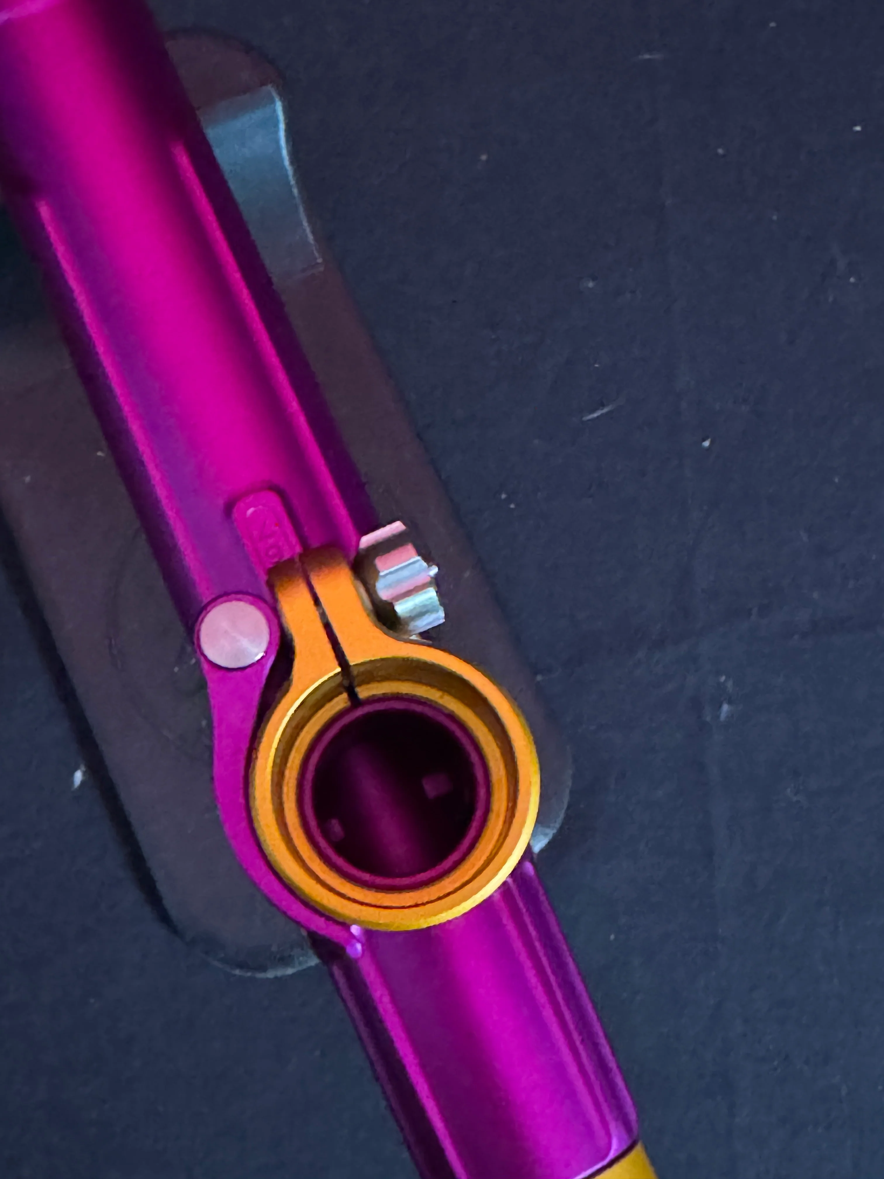 Used Planet Eclipse Gtek 170r Paintball Gun - Purple/Orange w/Infamous Deuce Trigger - Image 9
