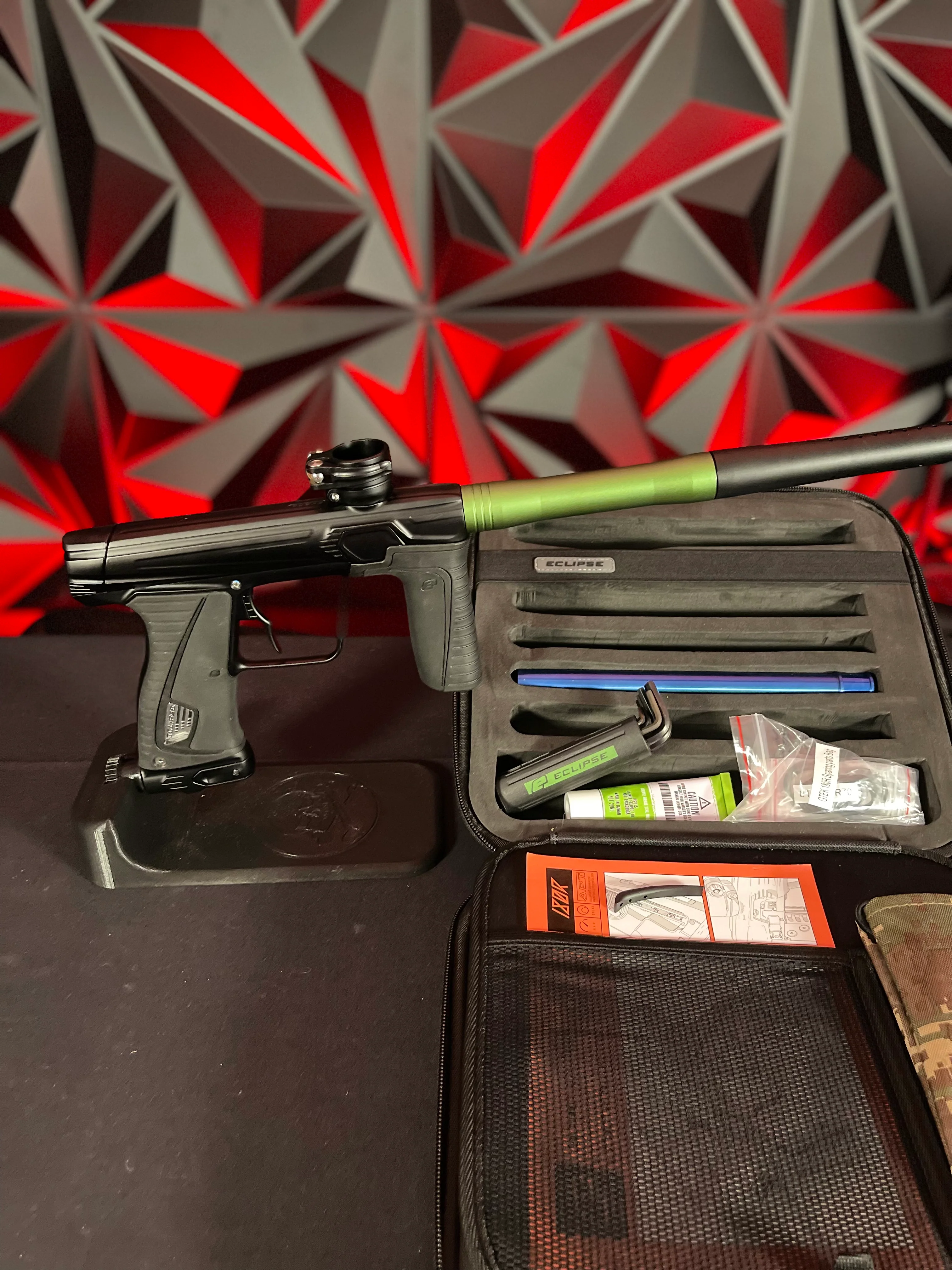 Used Planet Eclipse Gtek 180R Paintball Gun - Black w/Vyper Green Barrel Back & Infamous Deuce Trigger - Image 7