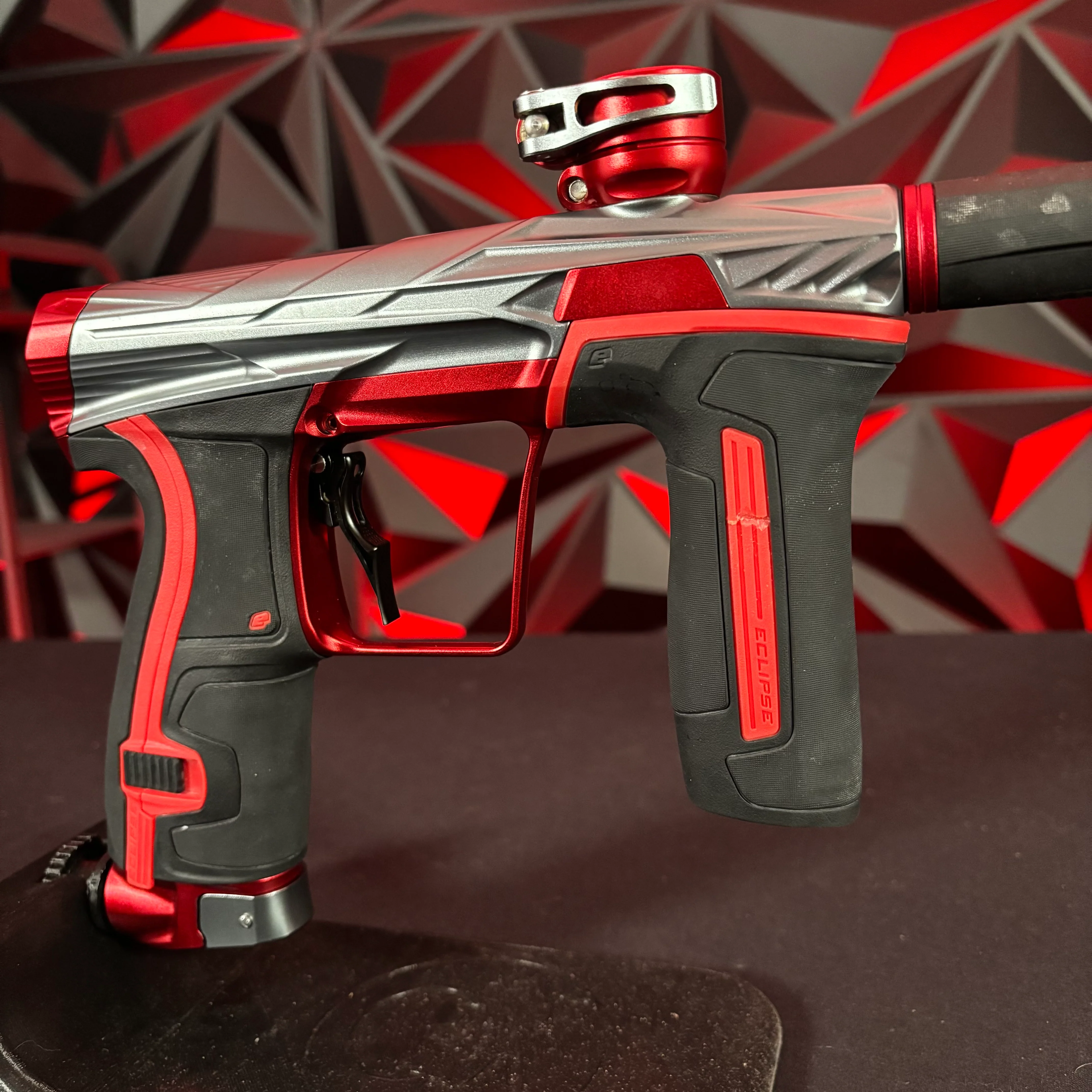 Used Planet Eclipse/HK Army CS2 Invader Paintball Gun - Gunmetal/Red w/ s63 Barrel System, Infamous Deuce Trigger, and Black/Red Grip Kit - Image 4