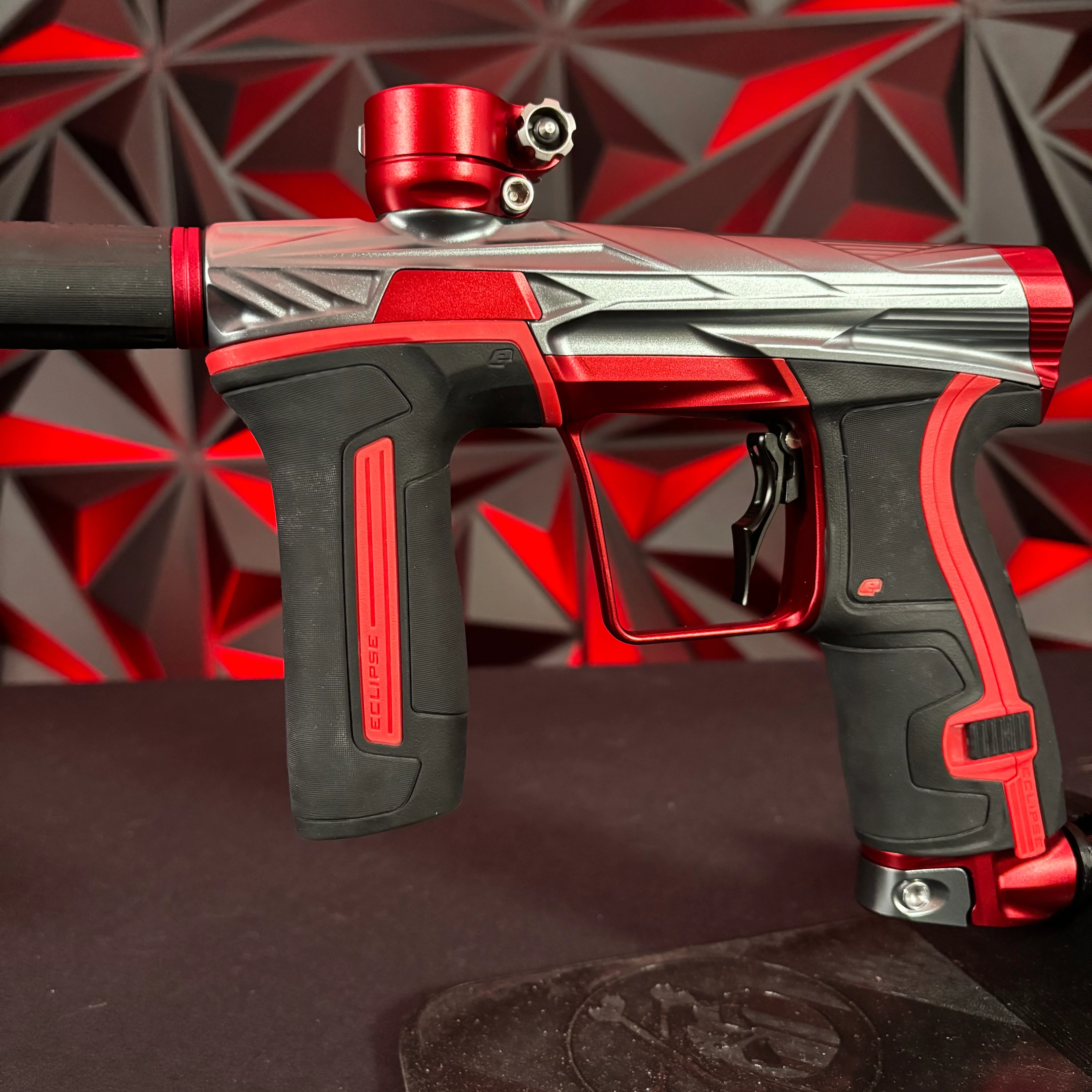 Used Planet Eclipse/HK Army CS2 Invader Paintball Gun - Gunmetal/Red w/ s63 Barrel System, Infamous Deuce Trigger, and Black/Red Grip Kit - Image 5