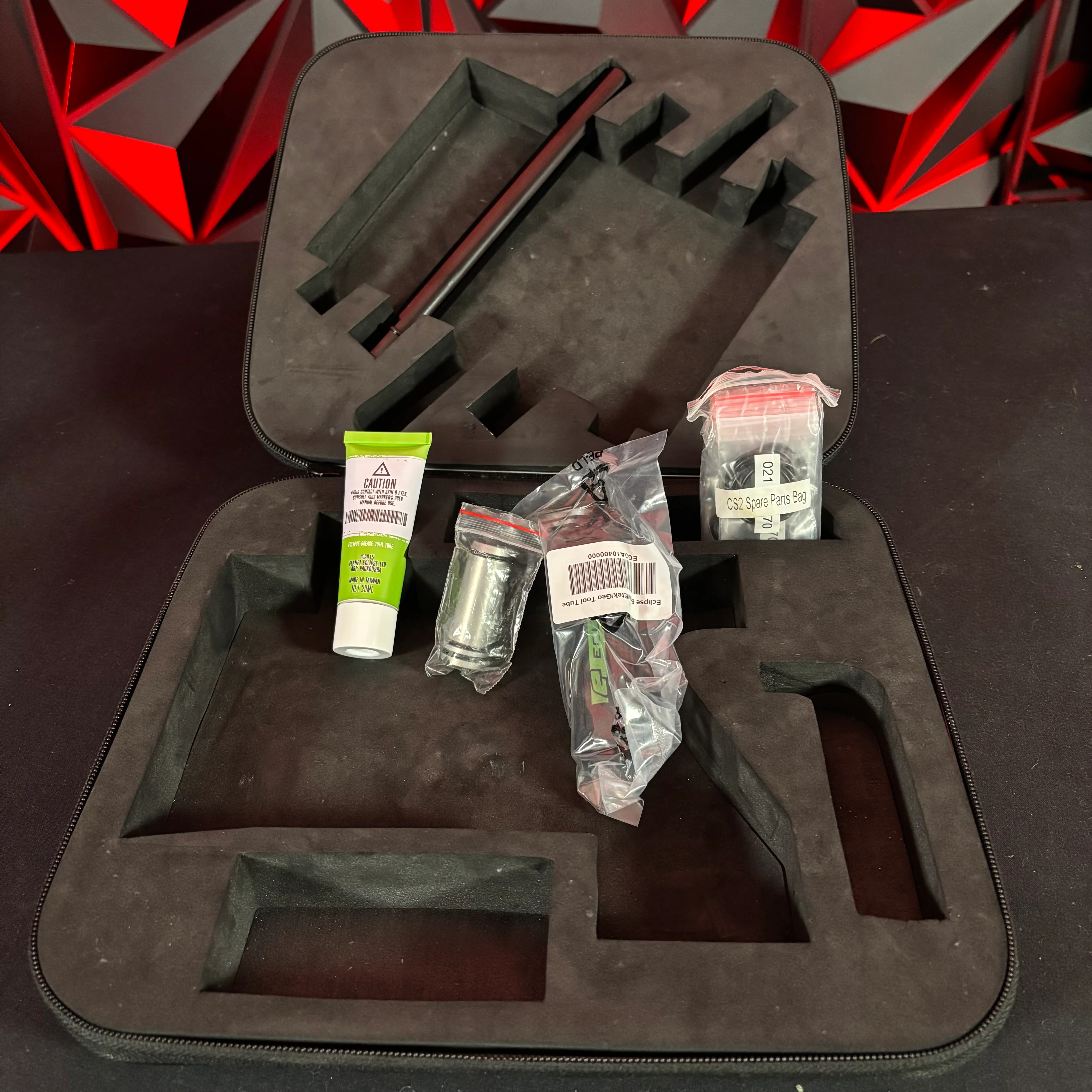 Used Planet Eclipse/HK Army CS2 Invader Paintball Gun - Gunmetal/Red w/ s63 Barrel System, Infamous Deuce Trigger, and Black/Red Grip Kit - Image 8