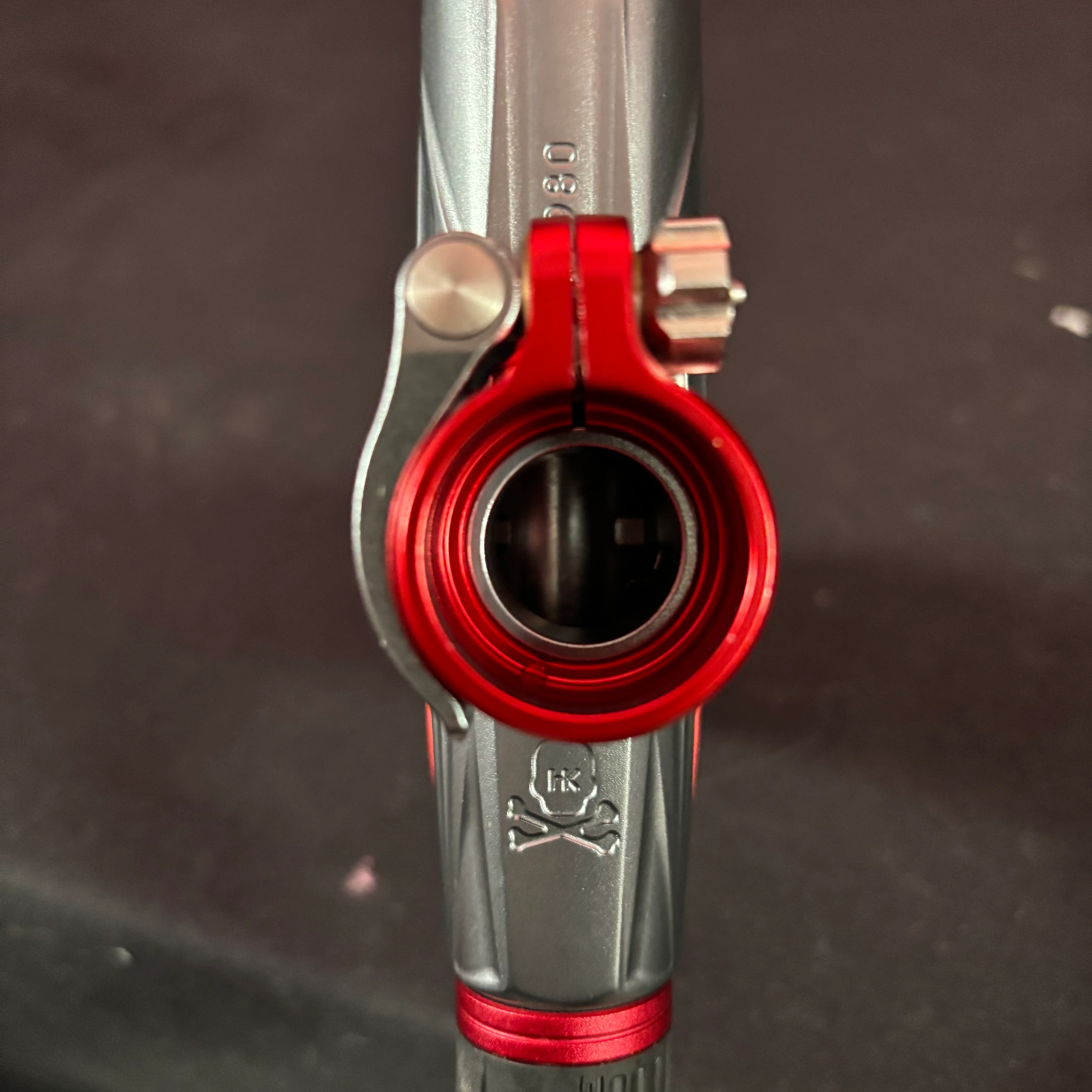 Used Planet Eclipse/HK Army CS2 Invader Paintball Gun - Gunmetal/Red w/ s63 Barrel System, Infamous Deuce Trigger, and Black/Red Grip Kit - Image 9