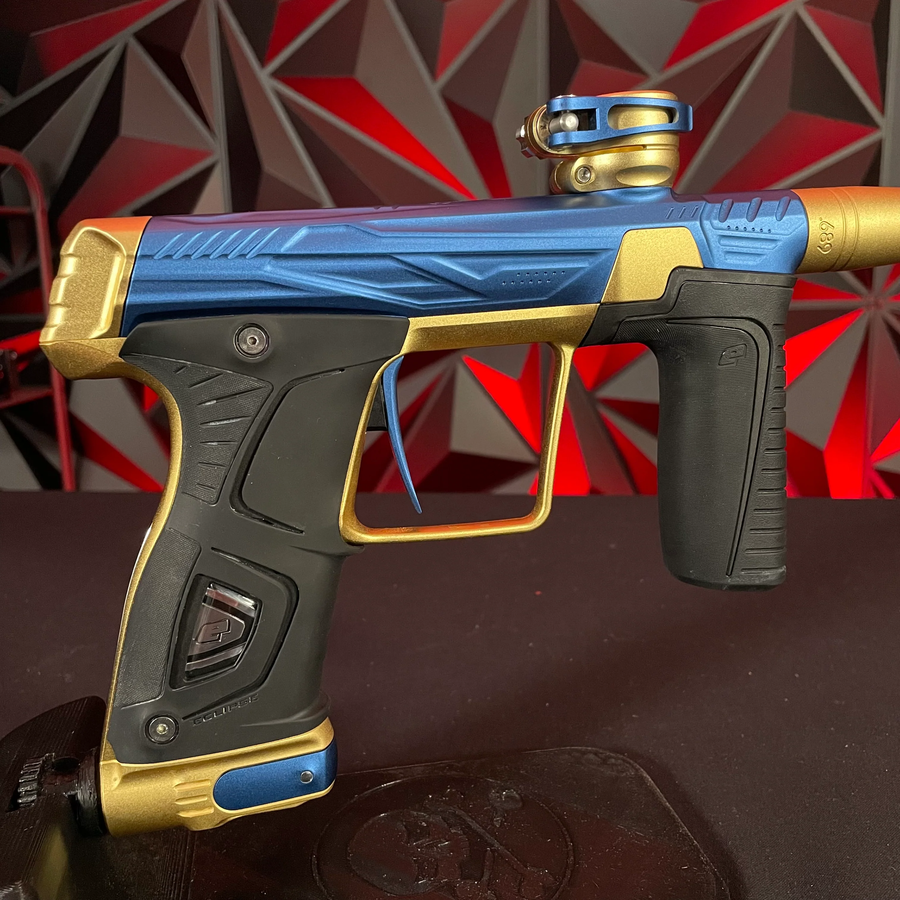 Used Planet Eclipse/HK Army Gtek 170R Paintball Gun - Blue/Gold w/ Earth Grips and Stock Grips