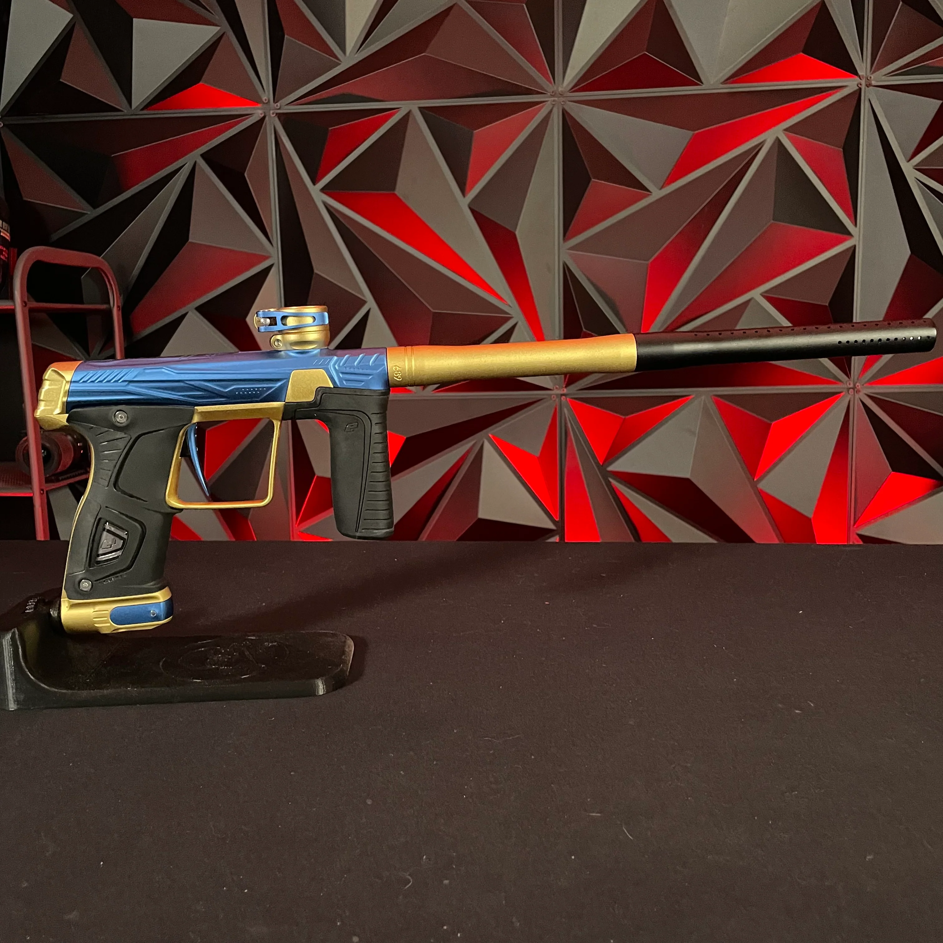 Used Planet Eclipse/HK Army Gtek 170R Paintball Gun - Blue/Gold w/ Earth Grips and Stock Grips - Image 5