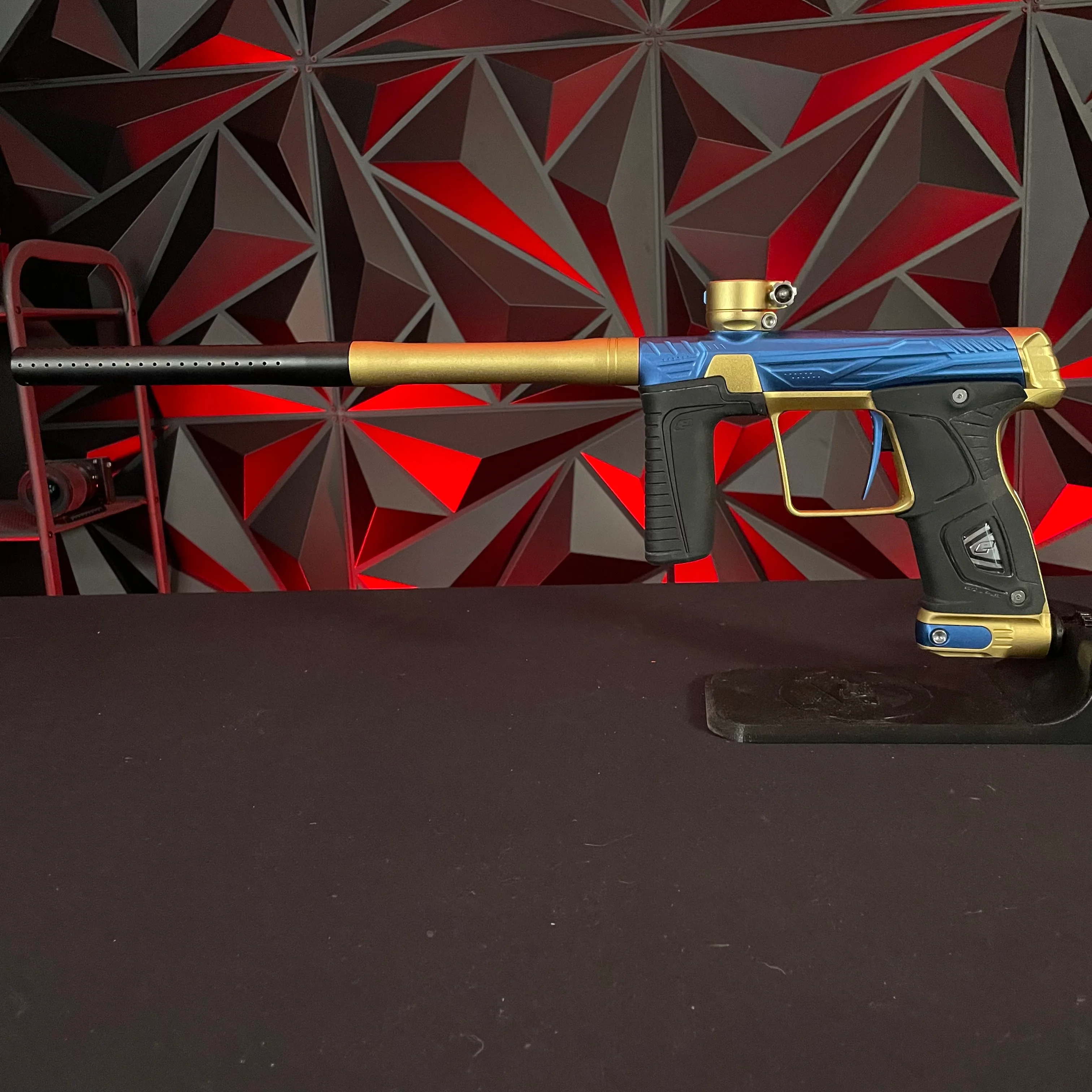 Used Planet Eclipse/HK Army Gtek 170R Paintball Gun - Blue/Gold w/ Earth Grips and Stock Grips - Image 6