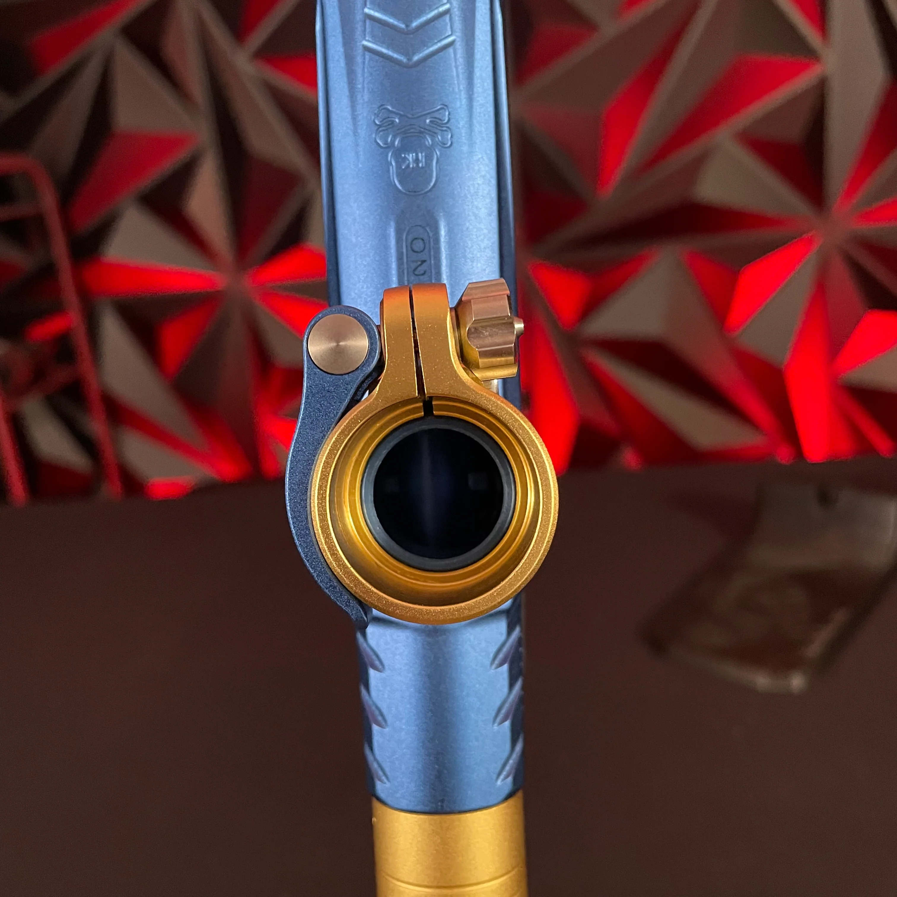 Used Planet Eclipse/HK Army Gtek 170R Paintball Gun - Blue/Gold w/ Earth Grips and Stock Grips - Image 9
