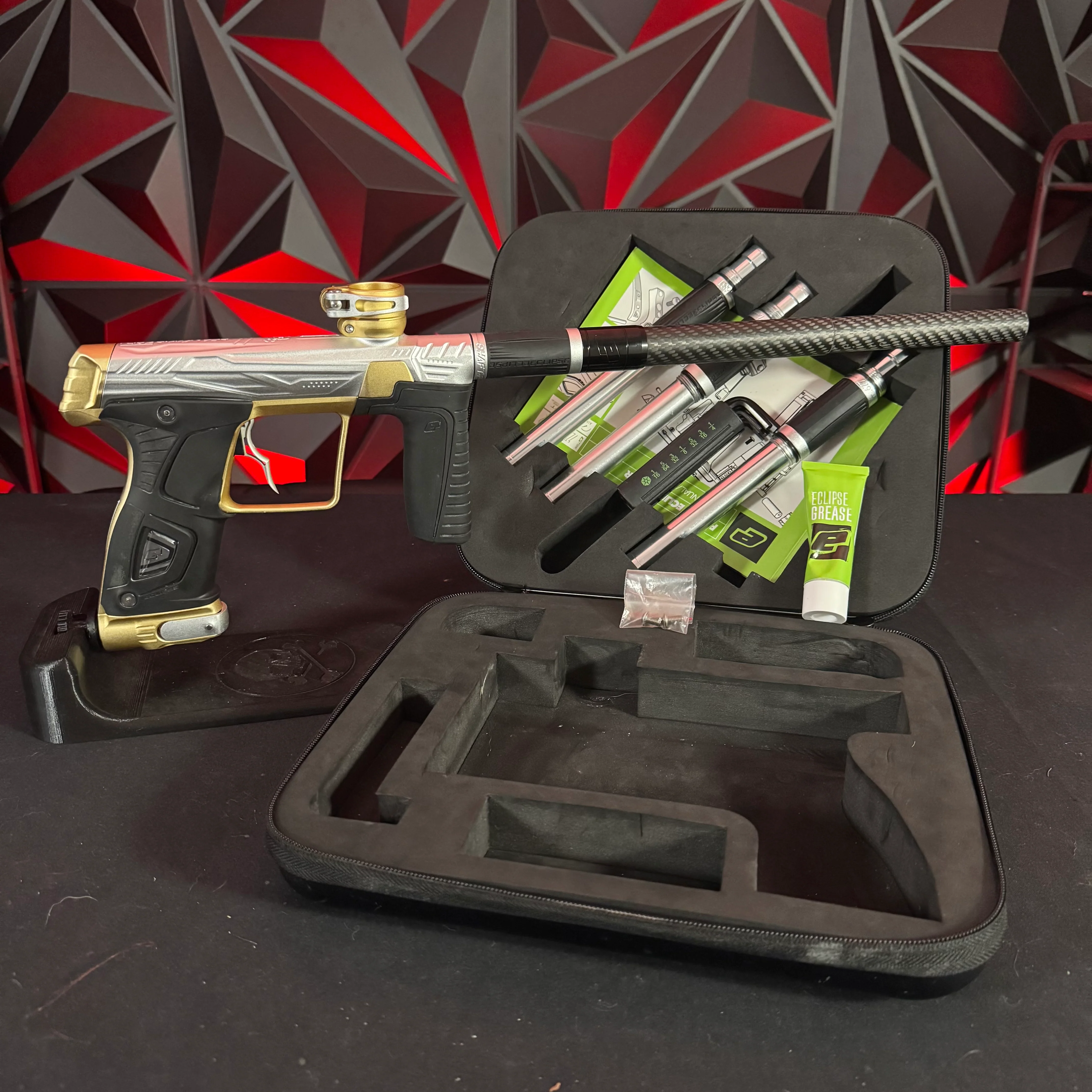 Used Planet Eclipse/HK Army Gtek 170R Paintball Gun - Silver/Gold w/ 3 FL Backs & Deuce Trigger