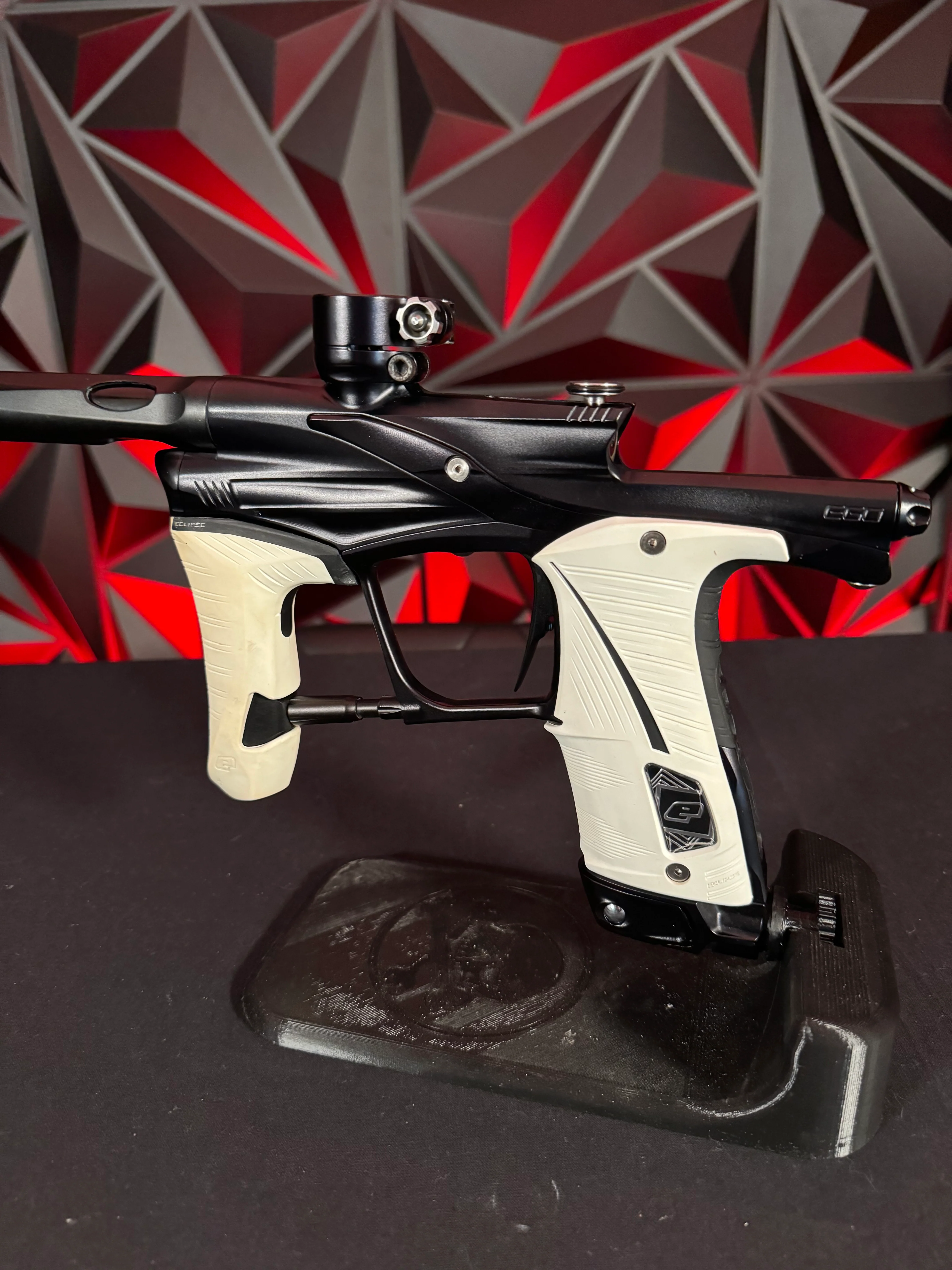 Used Planet Eclipse Lv1.6 Paintball Gun - Midnight w/Shaft FR Barrel Back w/Custom Anno Core Tip (Silver Black Splash) - Image 2