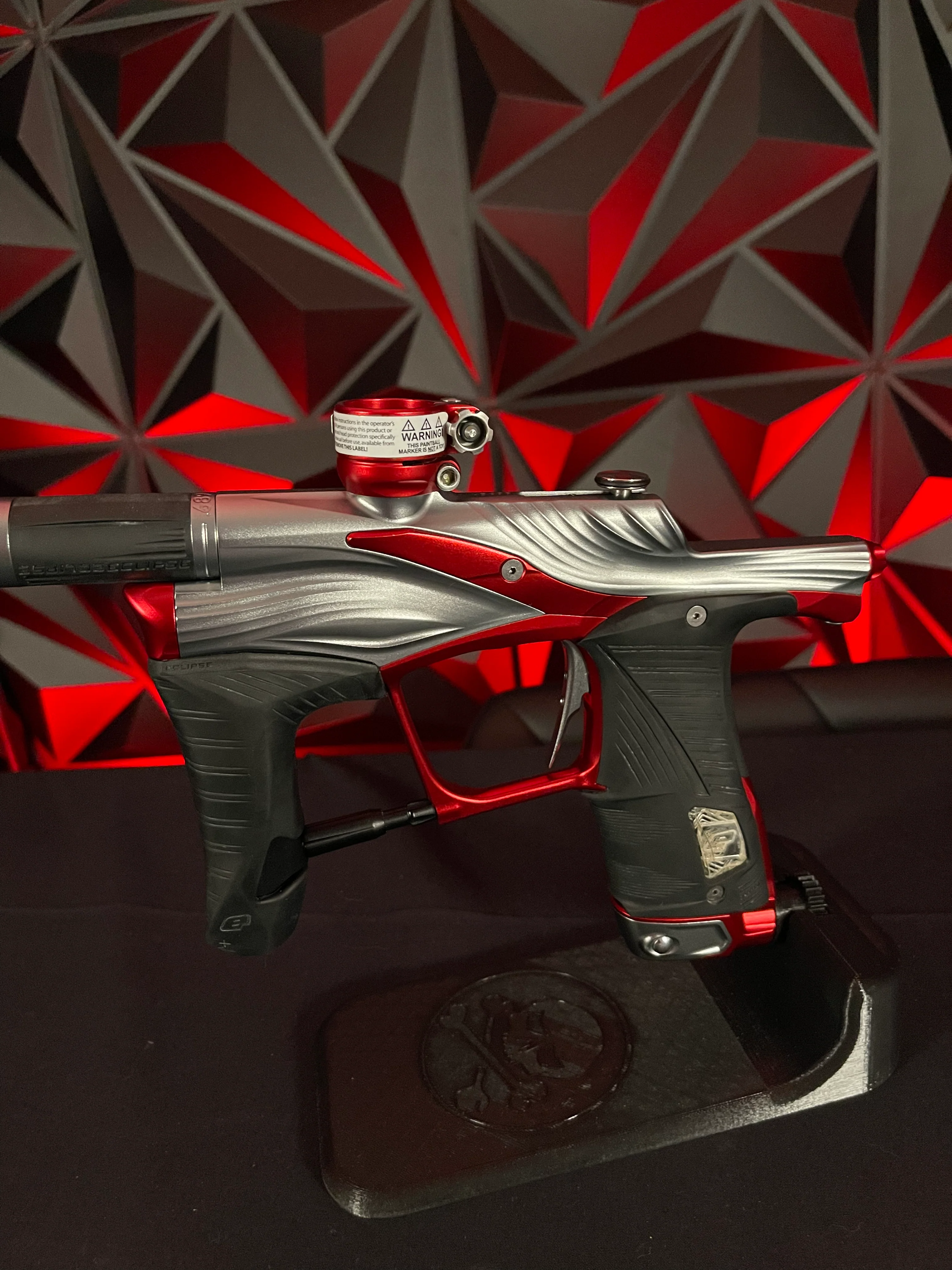 Used Planet Eclipse LV1.6 Paintball Gun - Teahupo Silver/Red w/Deuce Trigger, SSC Bolt, SSC Spare Parts Kit - Image 4