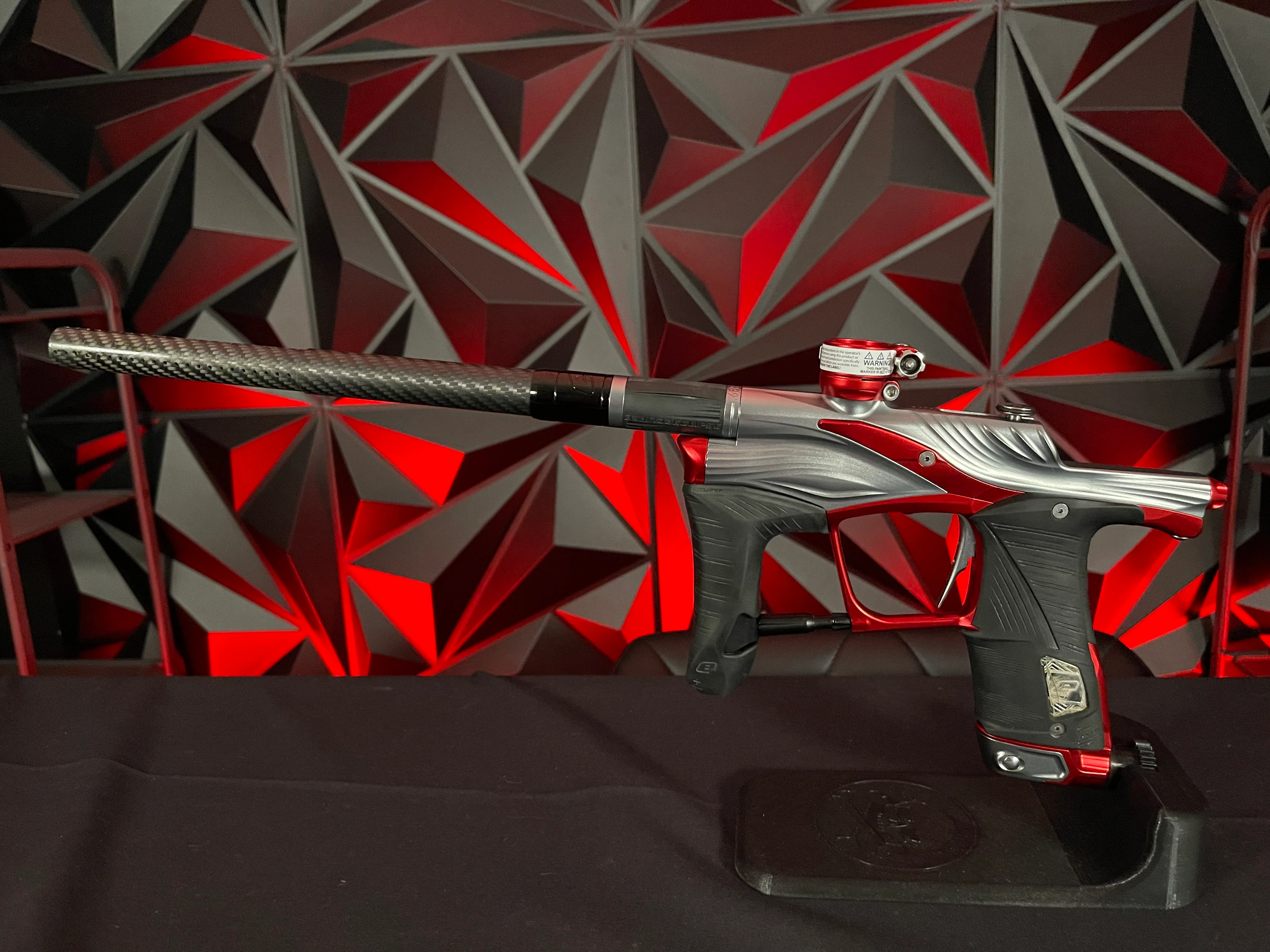 Used Planet Eclipse LV1.6 Paintball Gun - Teahupo Silver/Red w/Deuce Trigger, SSC Bolt, SSC Spare Parts Kit - Image 6