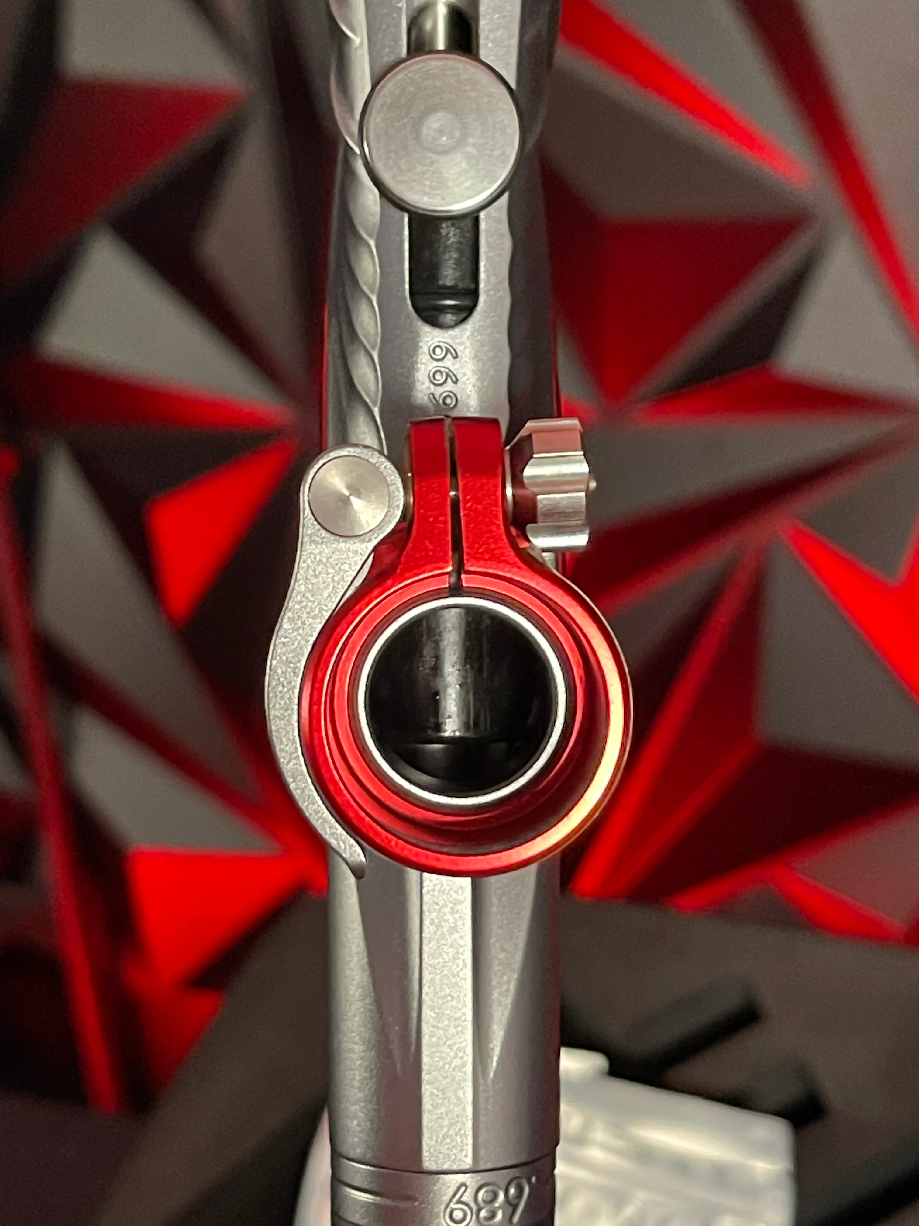 Used Planet Eclipse LV1.6 Paintball Gun - Teahupo Silver/Red w/Deuce Trigger, SSC Bolt, SSC Spare Parts Kit - Image 9