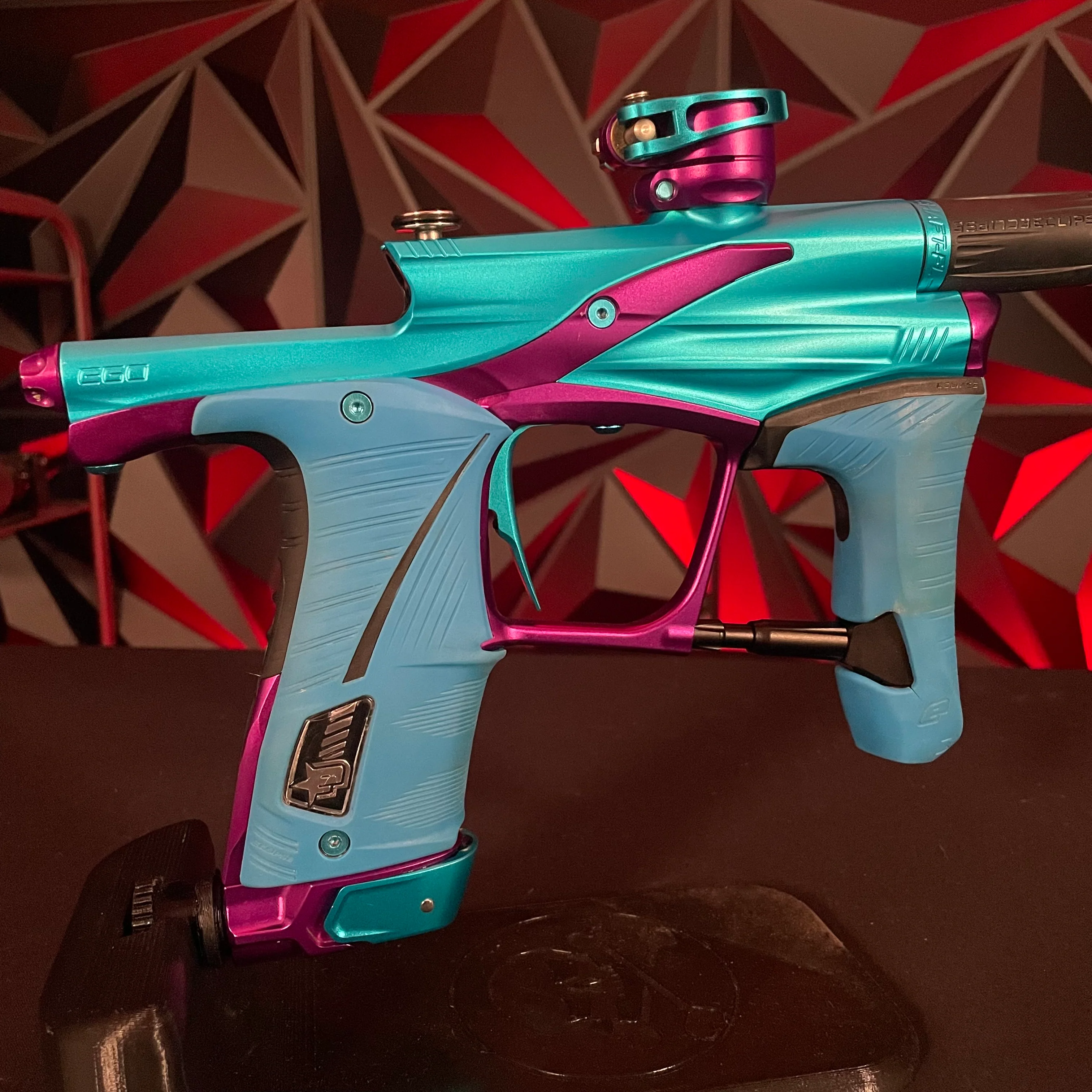 Used Planet Eclipse LV1.6 Paintball Gun - Teal/Purple w/Blue Grip Kit - Image 2