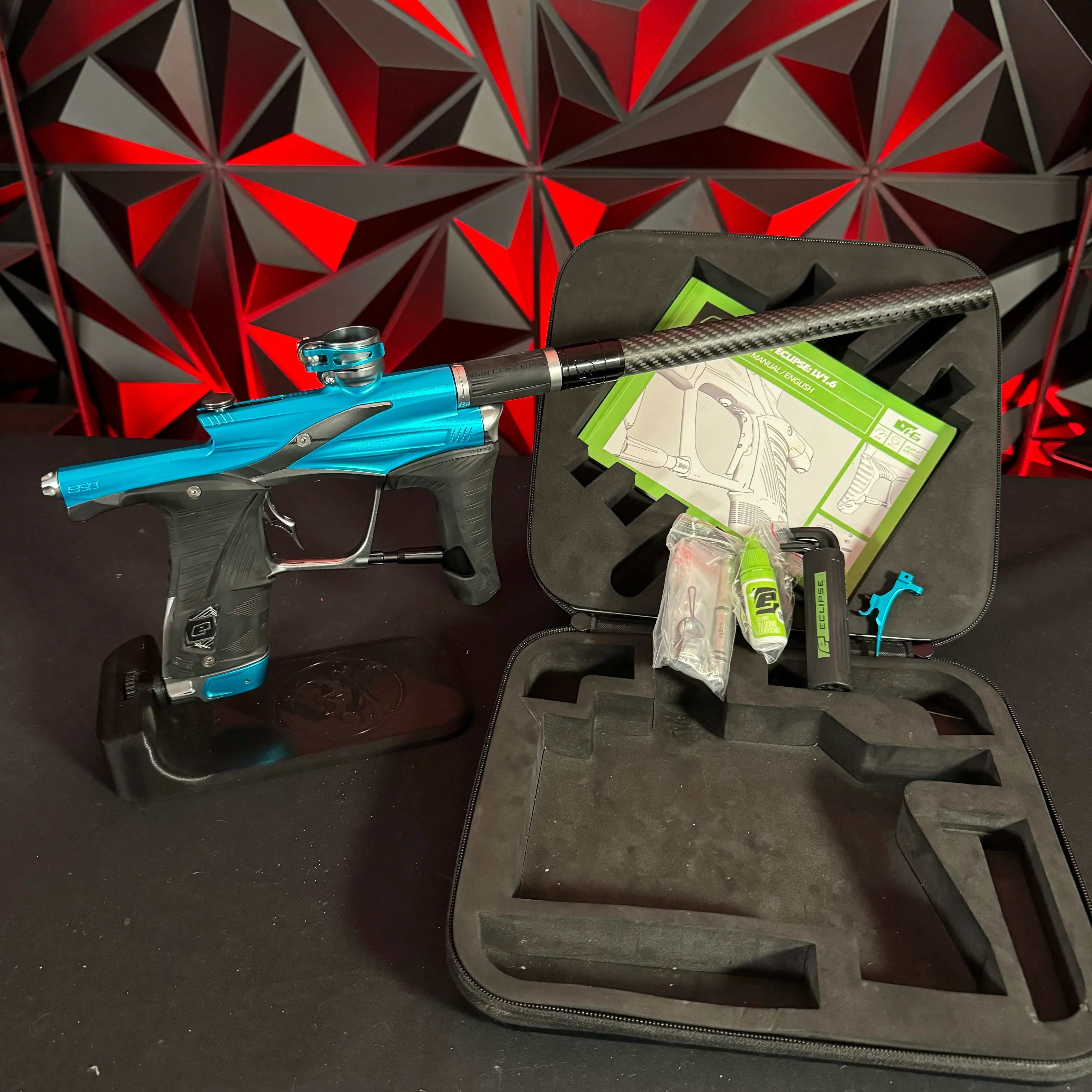 Used Planet Eclipse Lv1.6 Paintball Gun - Zircon (Teal / Grey) w/ Infamous Deuce Trigger - Image 7