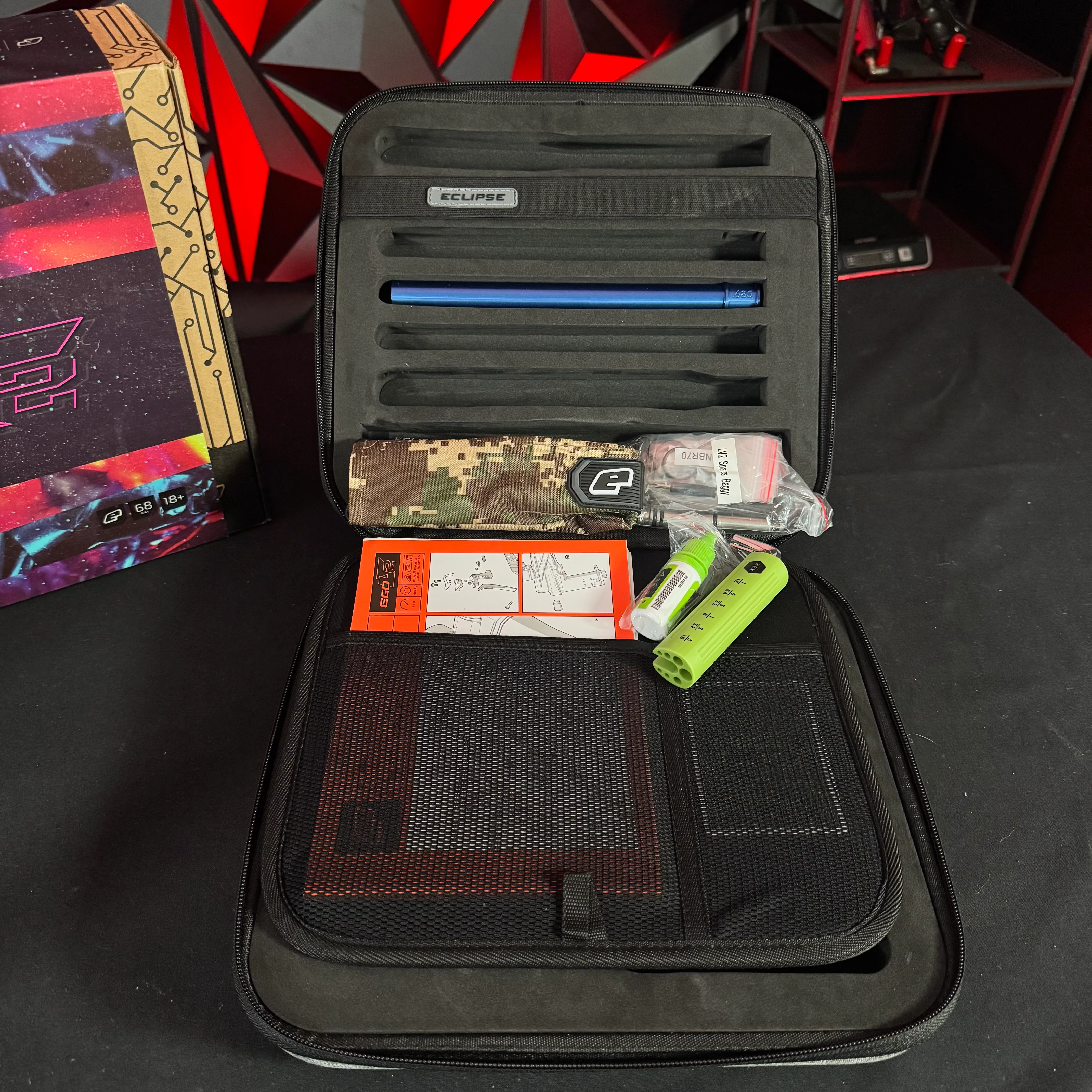 Used Planet Eclipse LV2 Paintball Gun - Black/Red w/ Raptor Deuce Trigger - Image 8
