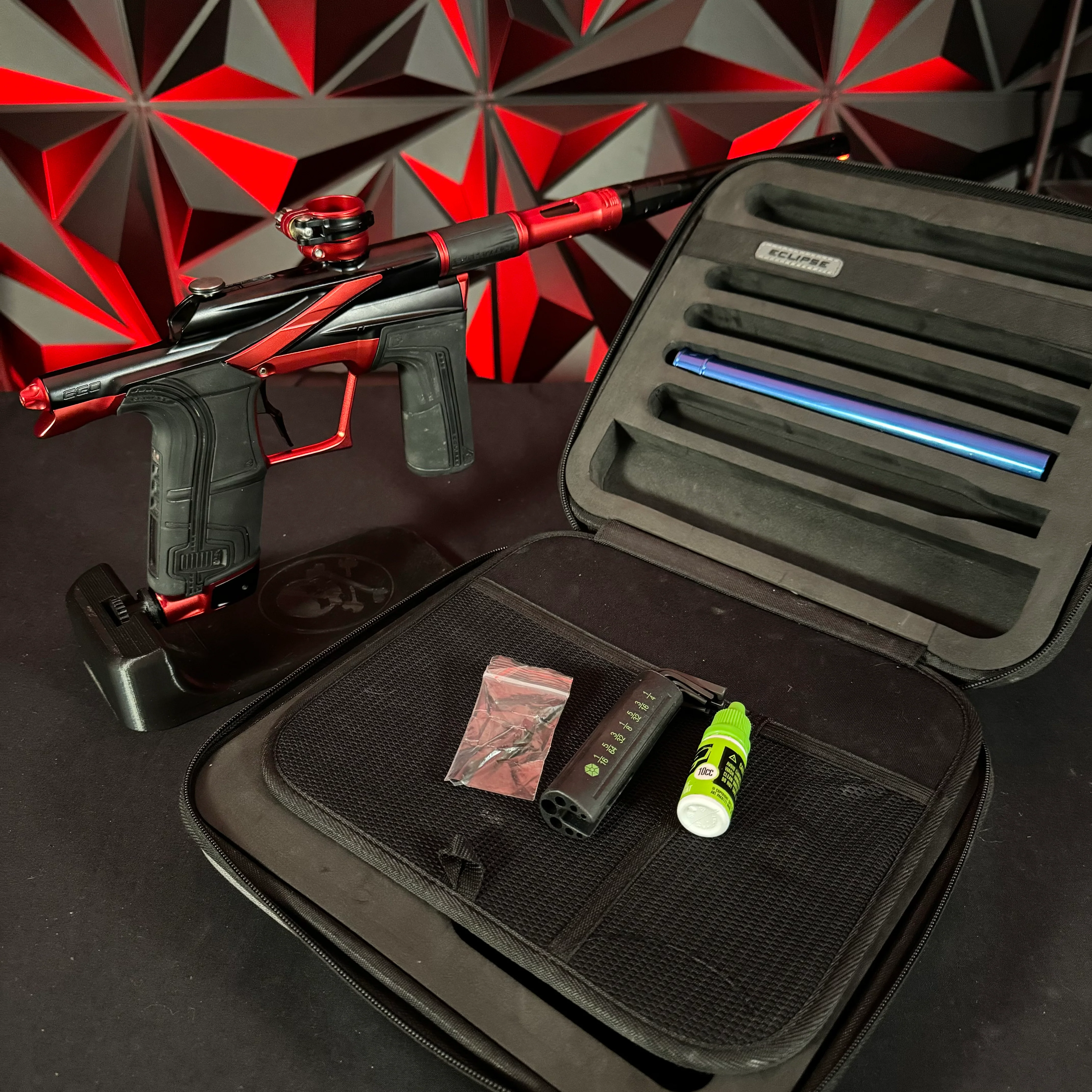 Used Planet Eclipse LV2 Paintball Gun - Black/Red w/ Raptor Deuce Trigger