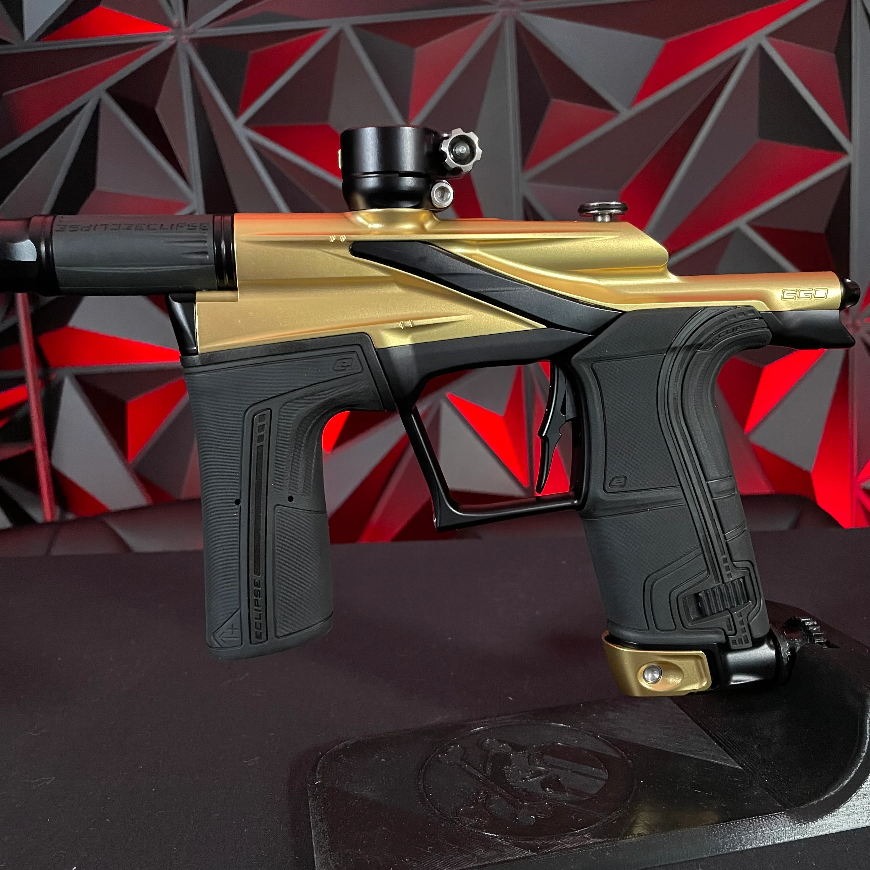 Used Planet Eclipse LV2 Paintball Gun - Gold/Black w/Deuce Trigger and 5 PWR Inserts - Image 4