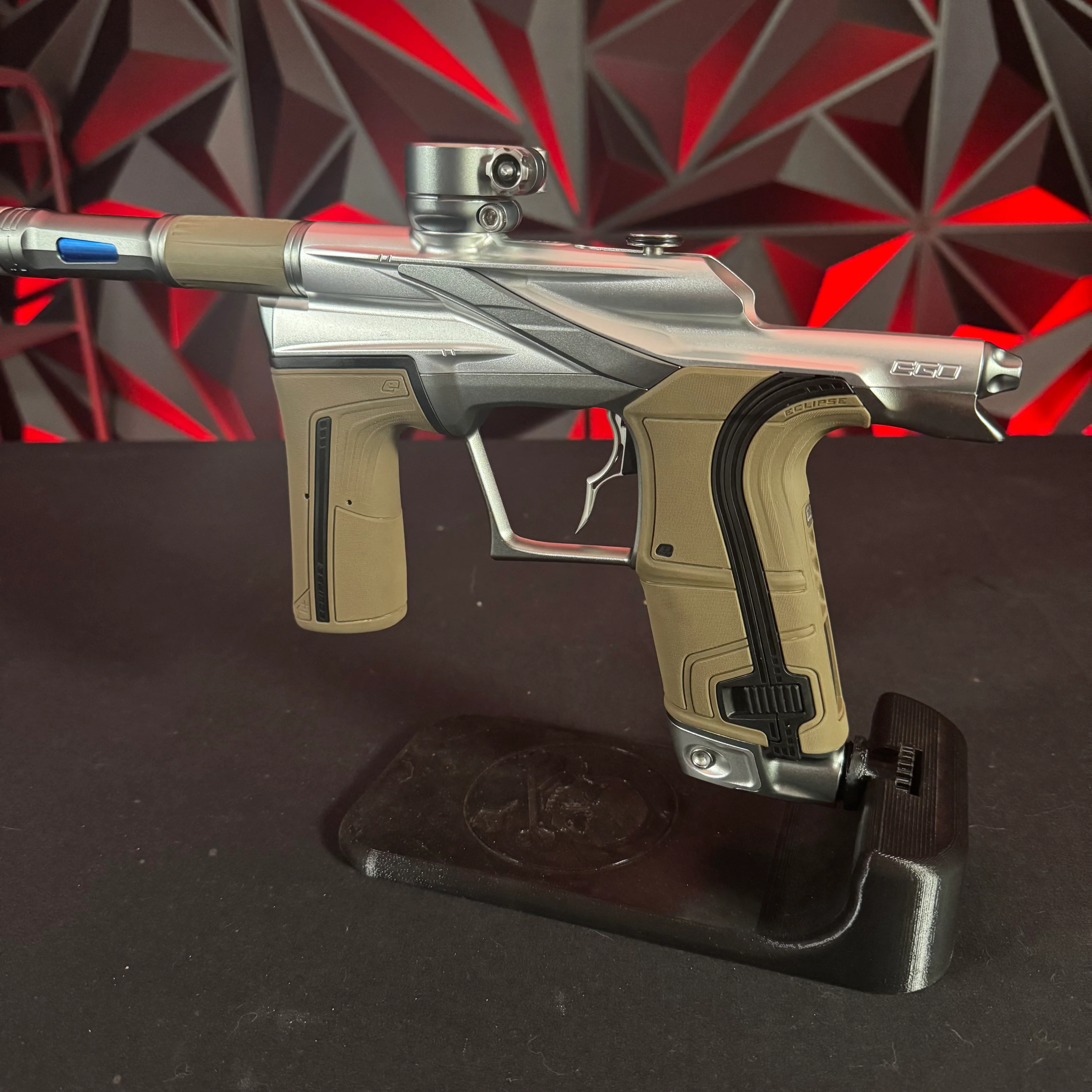 Used Planet Eclipse LV2 Paintball Gun - Silver/Dark Grey w/Earth Grip & Infamous Deuce Trigger - Image 3