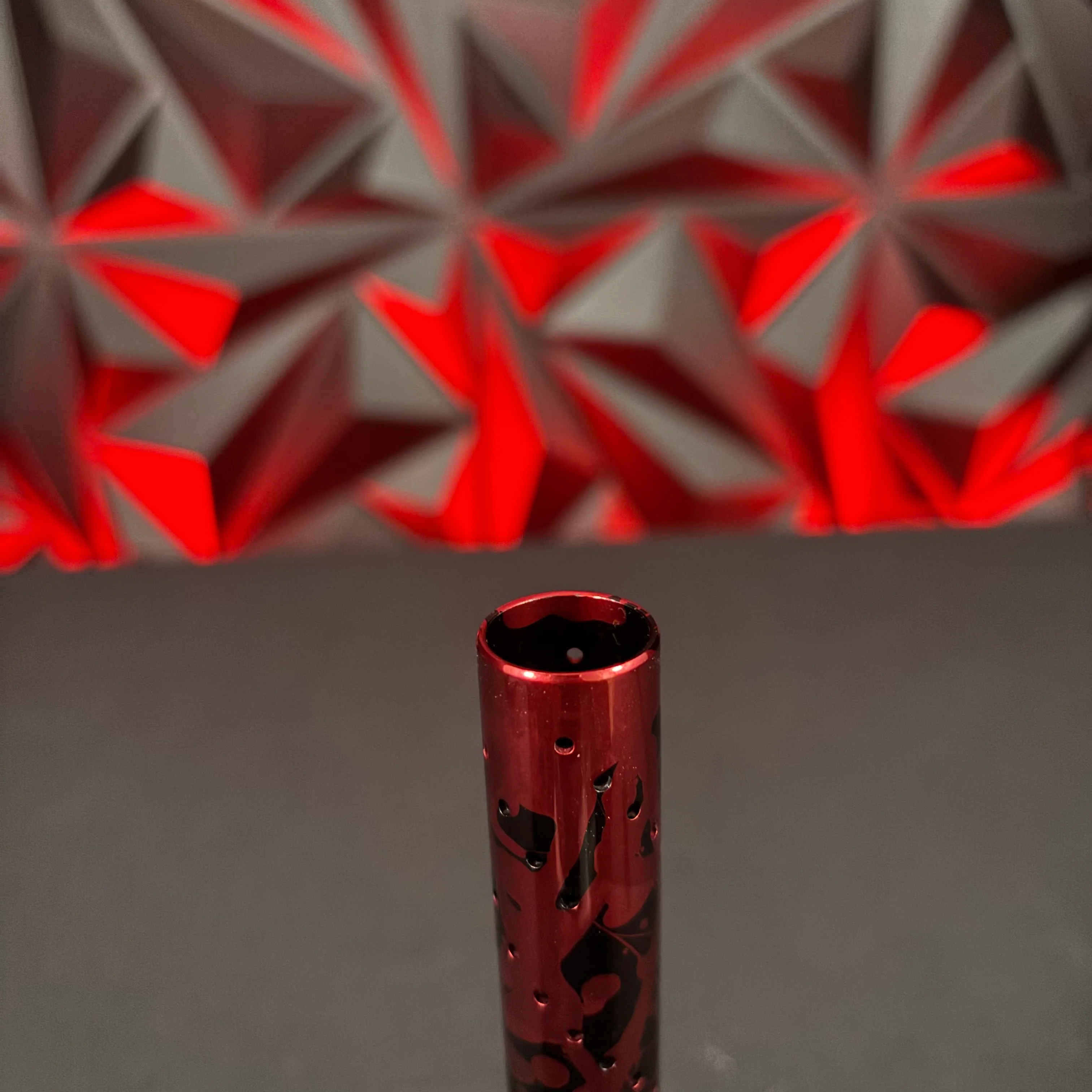 Used Planet Eclipse s63 Barrel Tip - Custom Anno Polished Black/Red Splash - Image 2