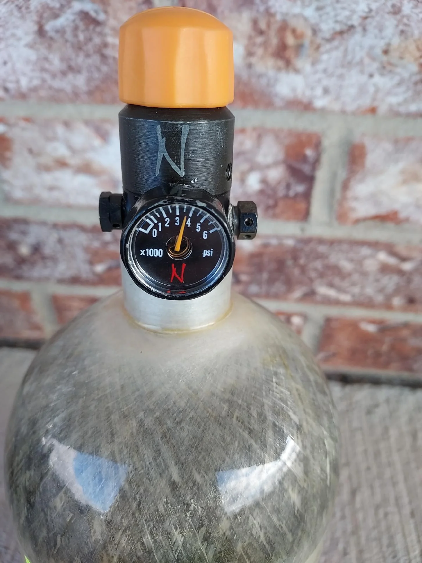 Used Pure Energy 68/4500 Paintball Tank- Ninja Standard Regulator with Empire Thread Protector and Exalt Tank Cover - Image 3