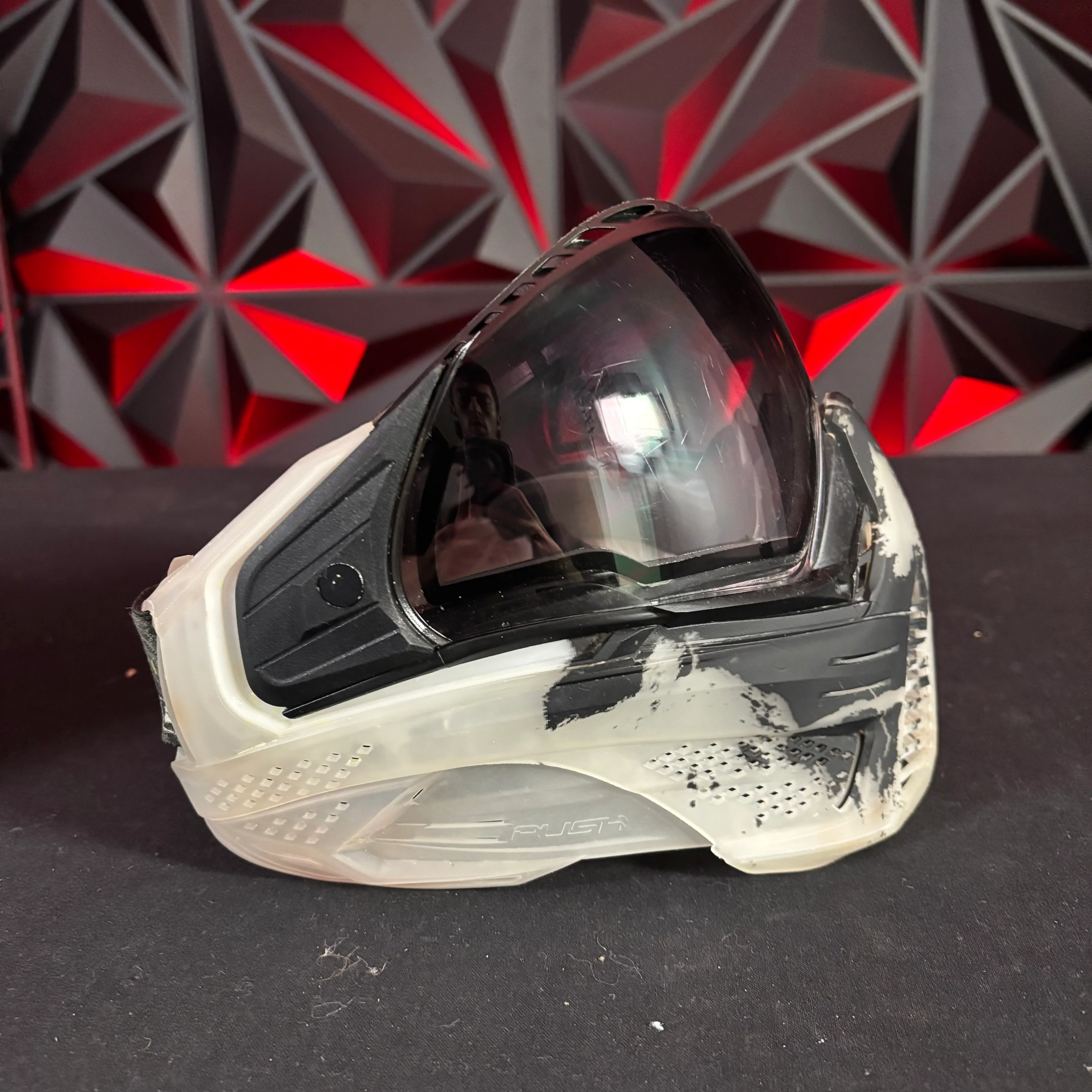 Used Push/Infamous Paintball Mask - Clear Skull w/Hard Case & HD Lens - Image 3