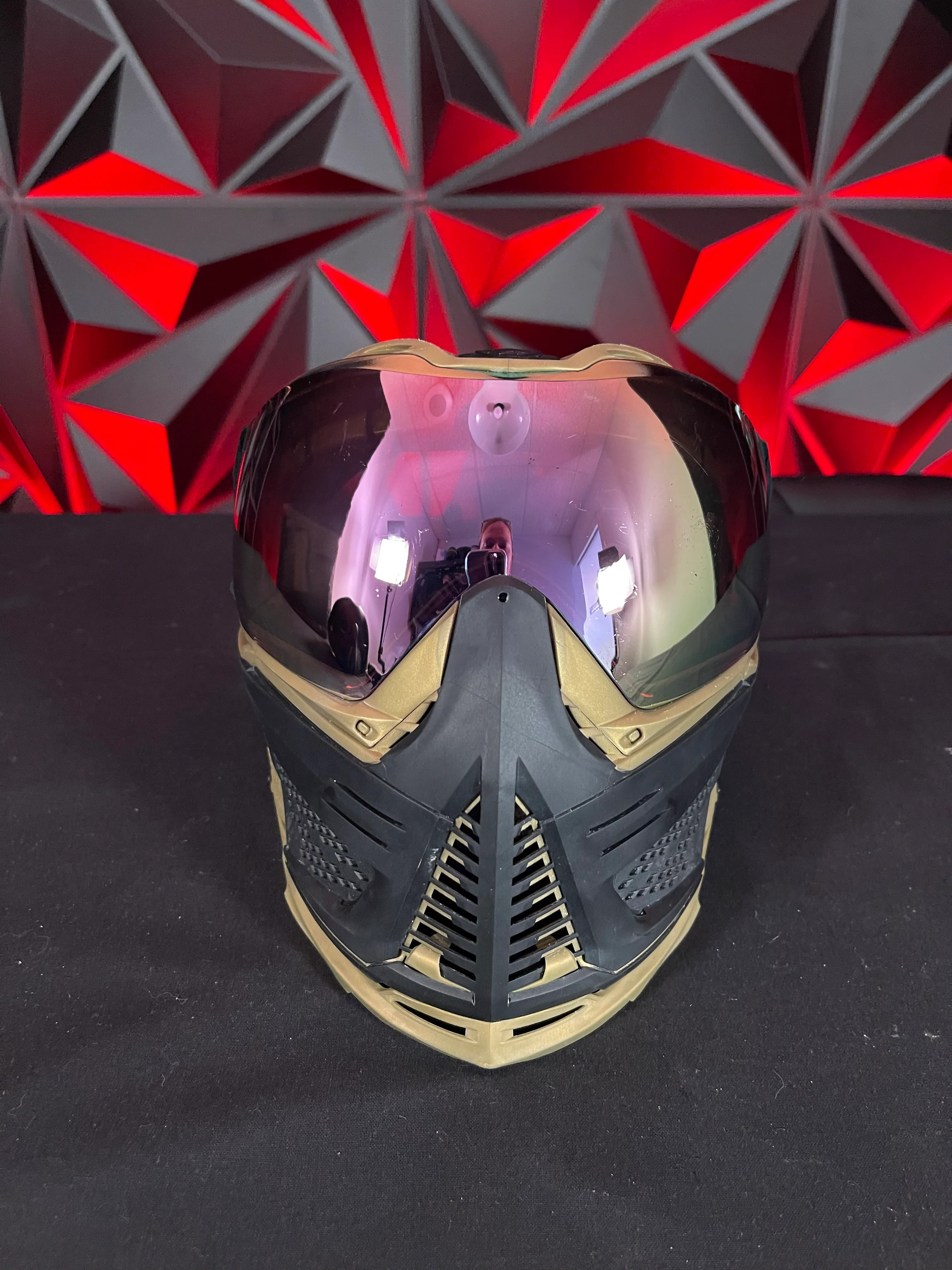 Used Push Unite Paintball Mask - Black/Gold w/Carbon Hard Case - Image 2