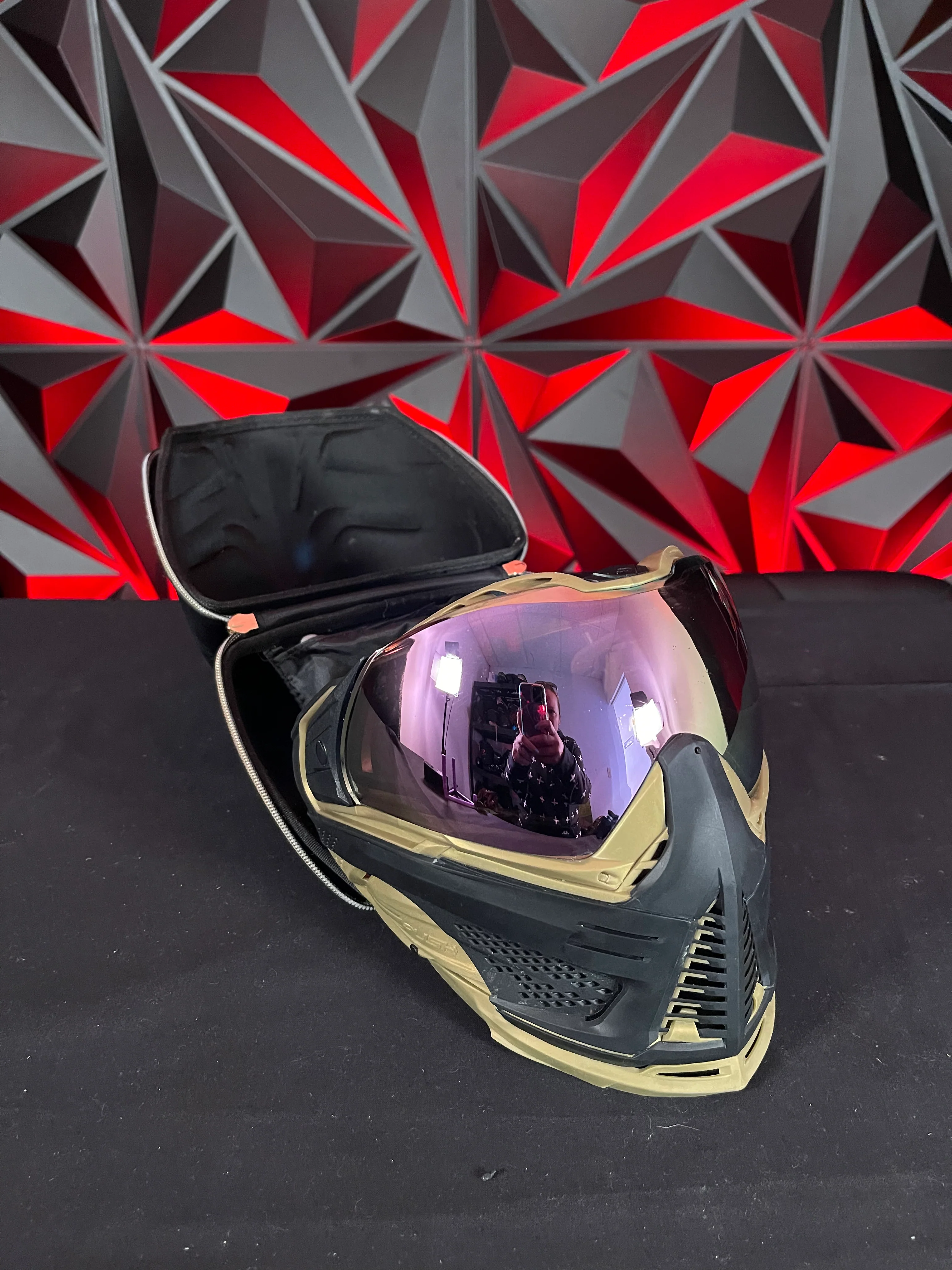 Used Push Unite Paintball Mask - Black/Gold w/Carbon Hard Case - Image 7