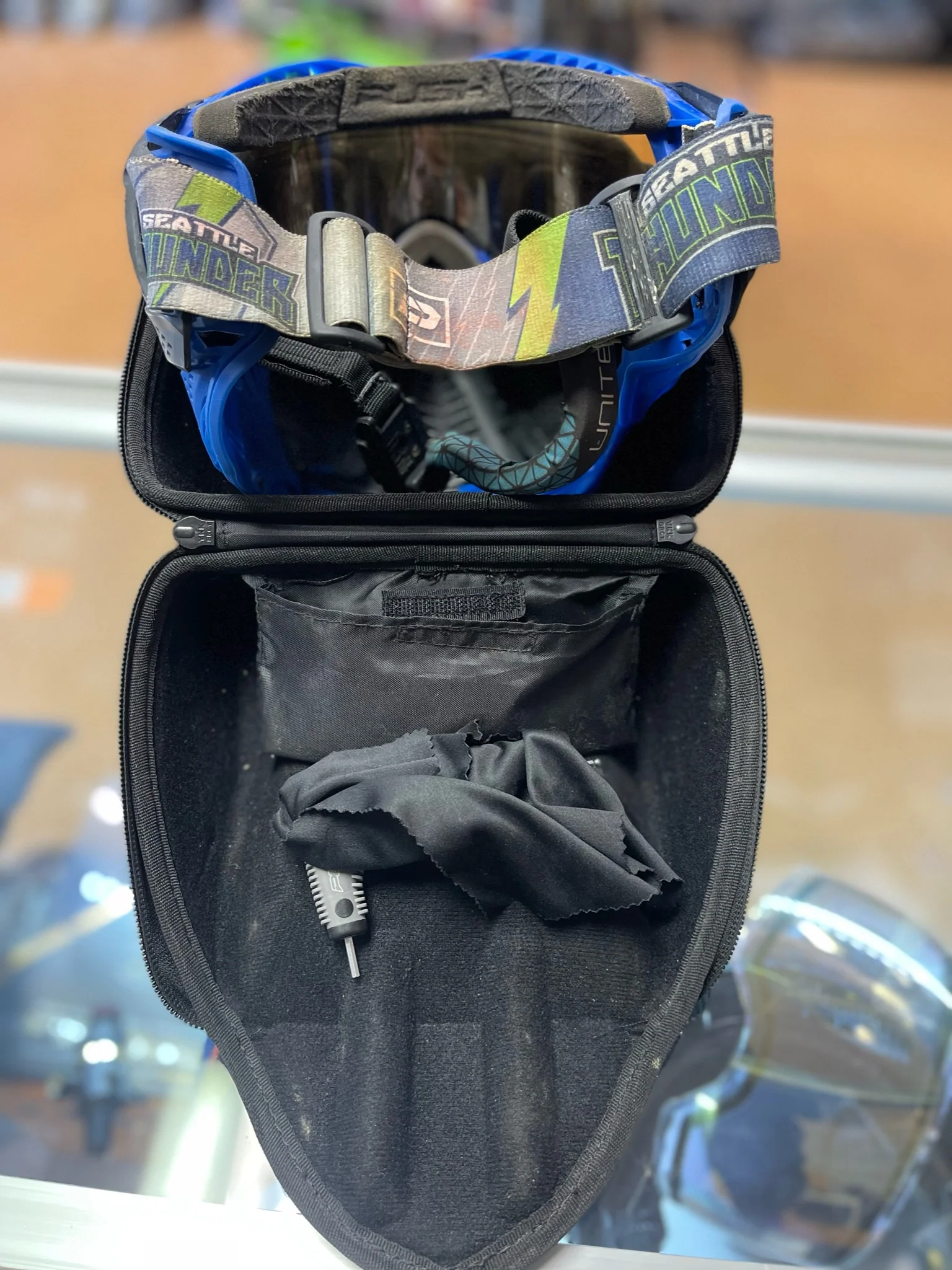 Used Push Unite Black Camo Seattle Thunder LE Paintball Mask w/ Chin Extension - Image 3