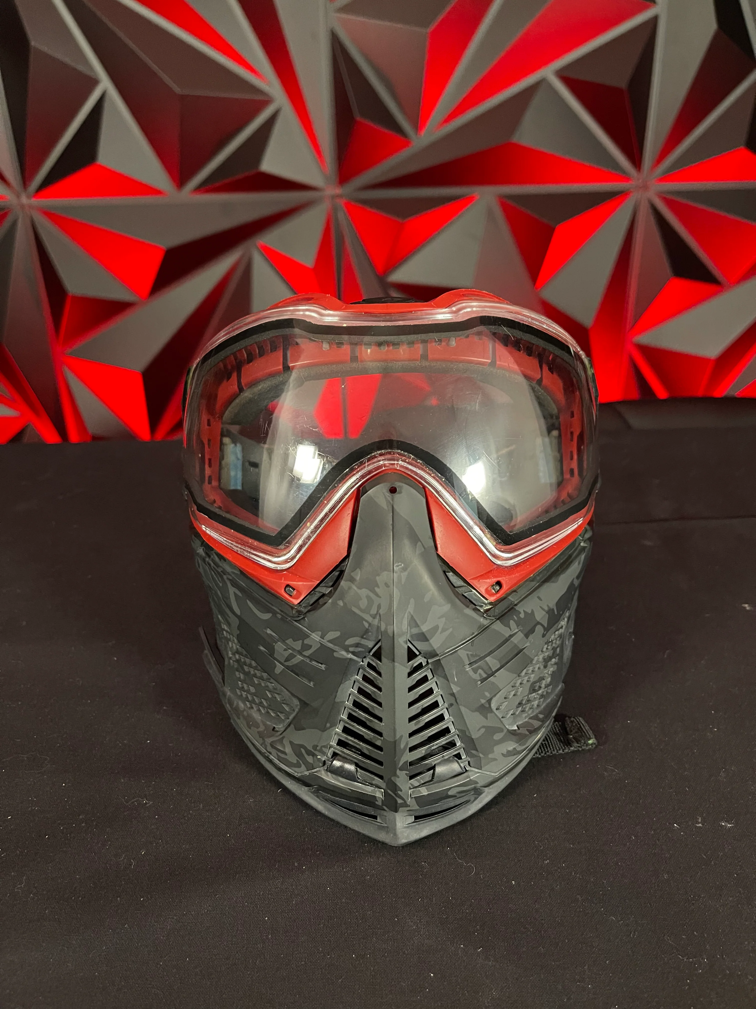 Used Push Unite Paintball Mask - Black Camo/Red Accents w/Hard Case - Image 2