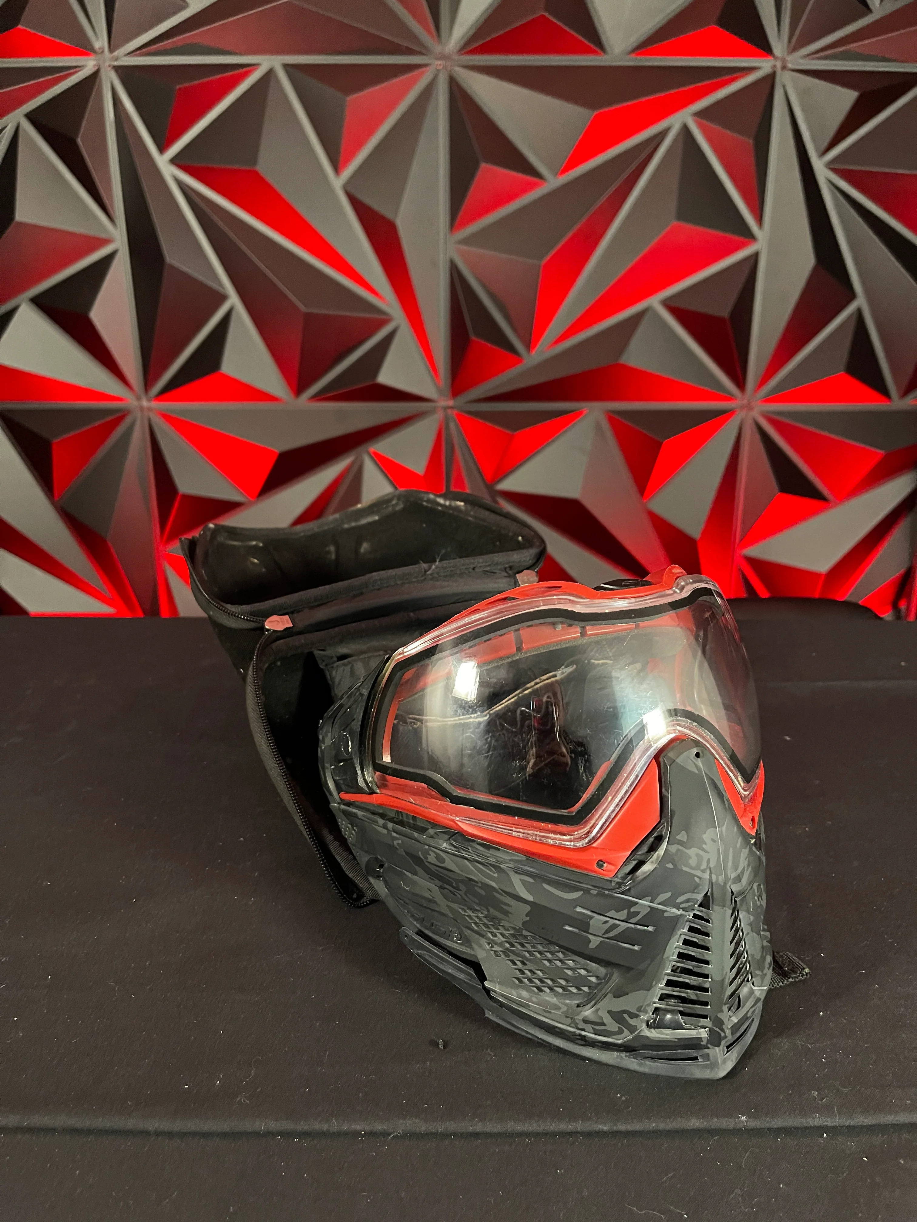 Used Push Unite Paintball Mask - Black Camo/Red Accents w/Hard Case - Image 7