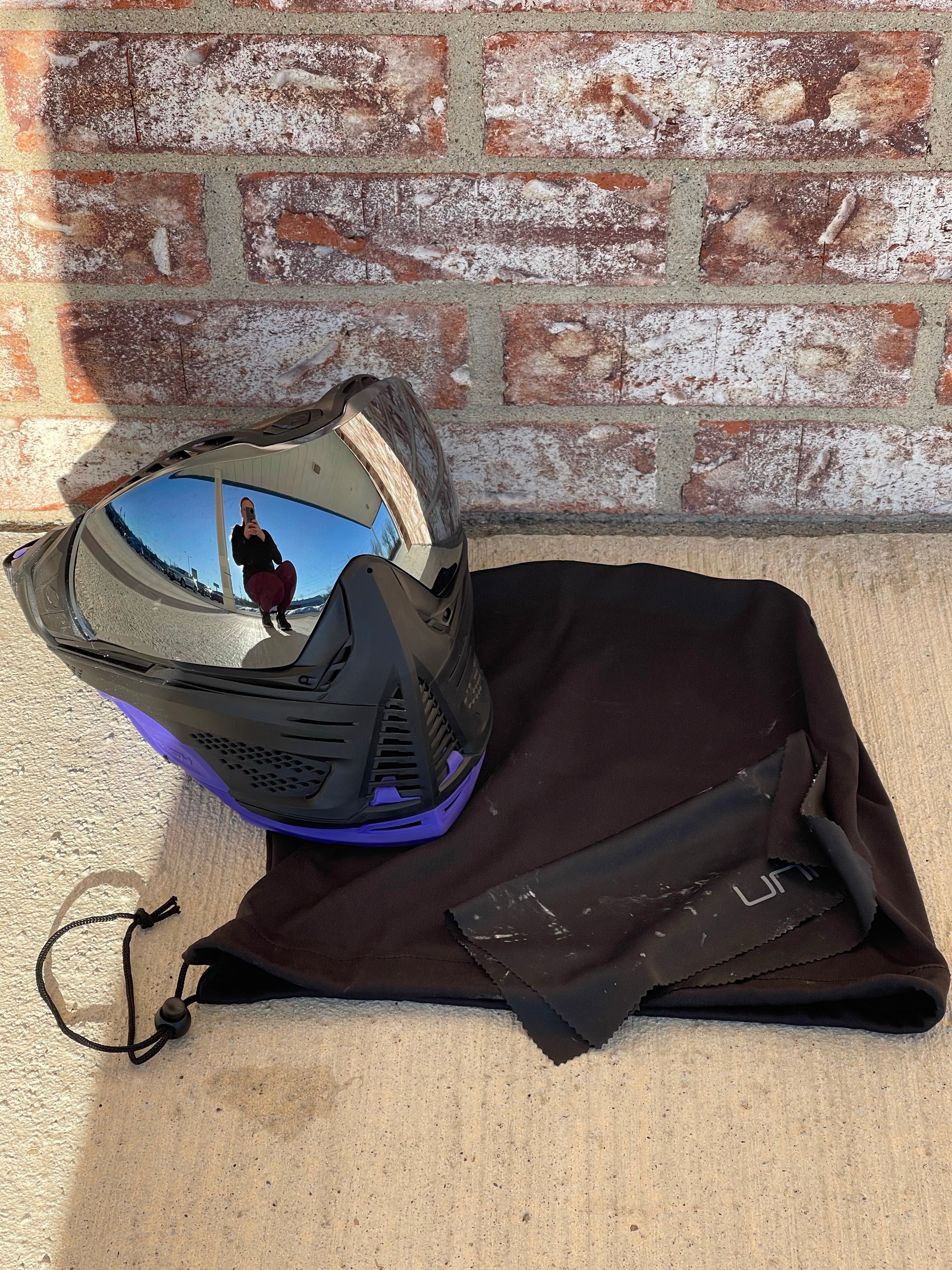 Used Push Unite Paintball Mask - Black with Purple Chin Extender - Image 6