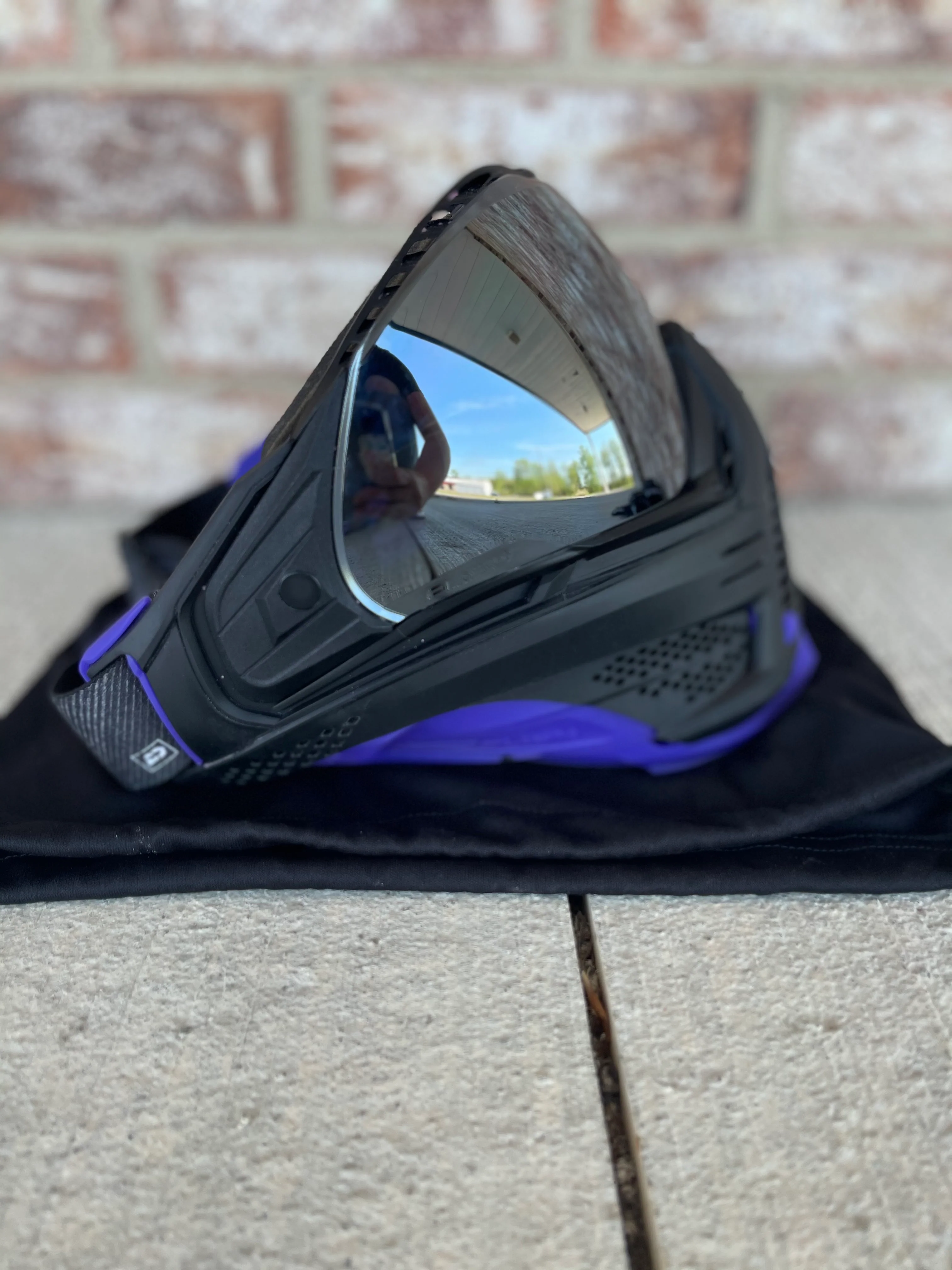 Used Push Unite Paintball Mask - Black with Purple Chin Extender - Image 2