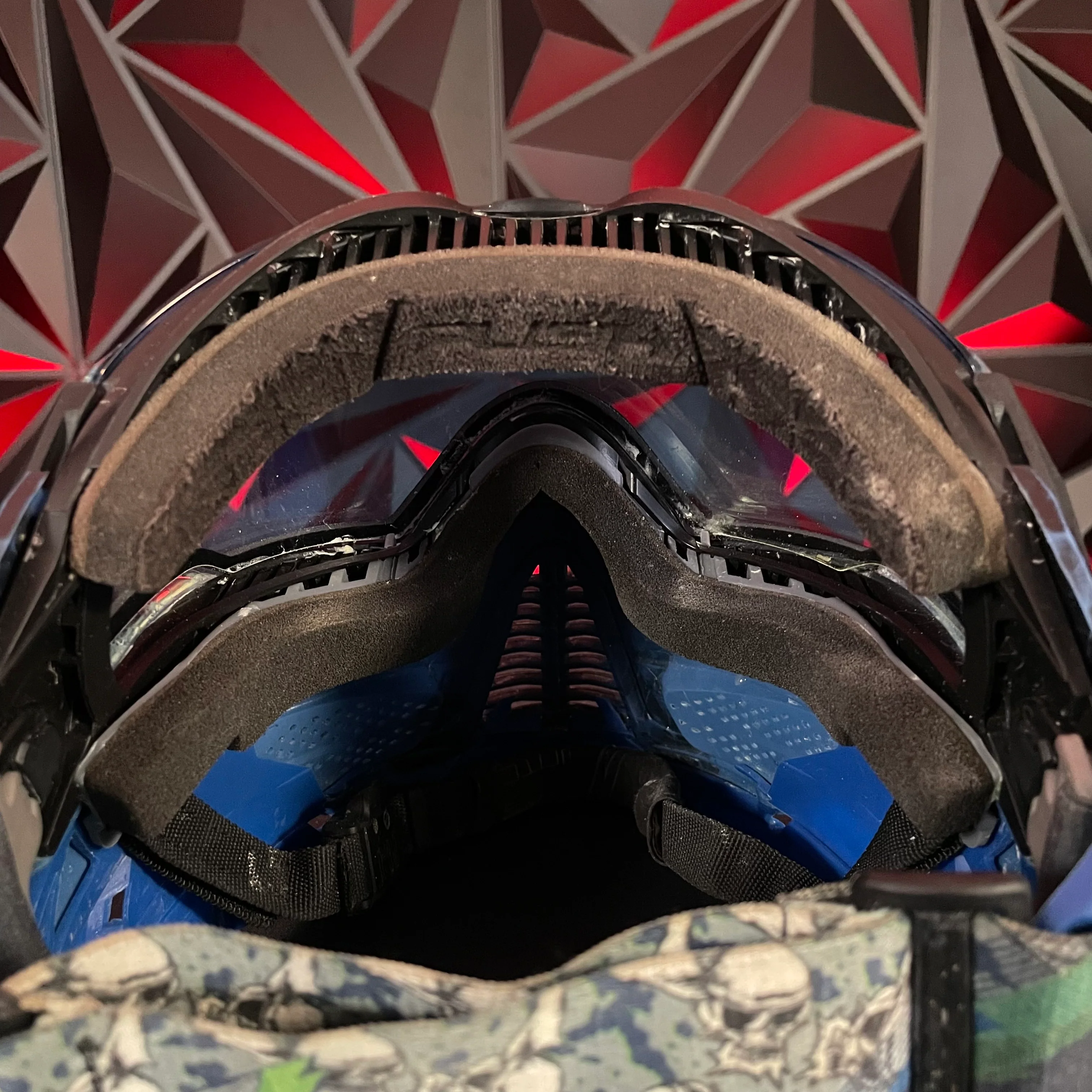 Used Push Unite Paintball Mask - Vyper  Blue w/Hard Case, Magnetic Chin Strap, Ear & Chin Strap Extension - Image 5