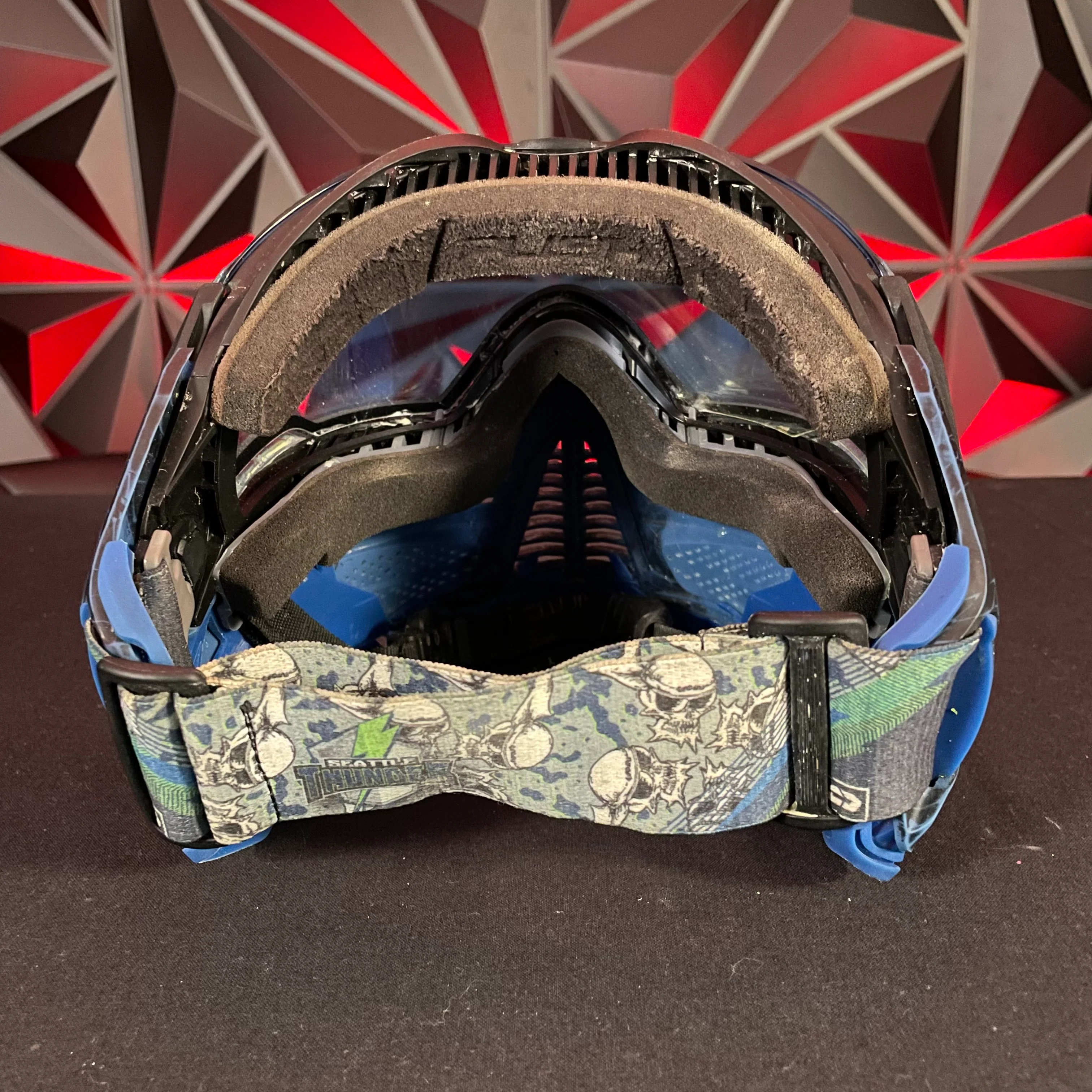 Used Push Unite Paintball Mask - Vyper  Blue w/Hard Case, Magnetic Chin Strap, Ear & Chin Strap Extension - Image 6